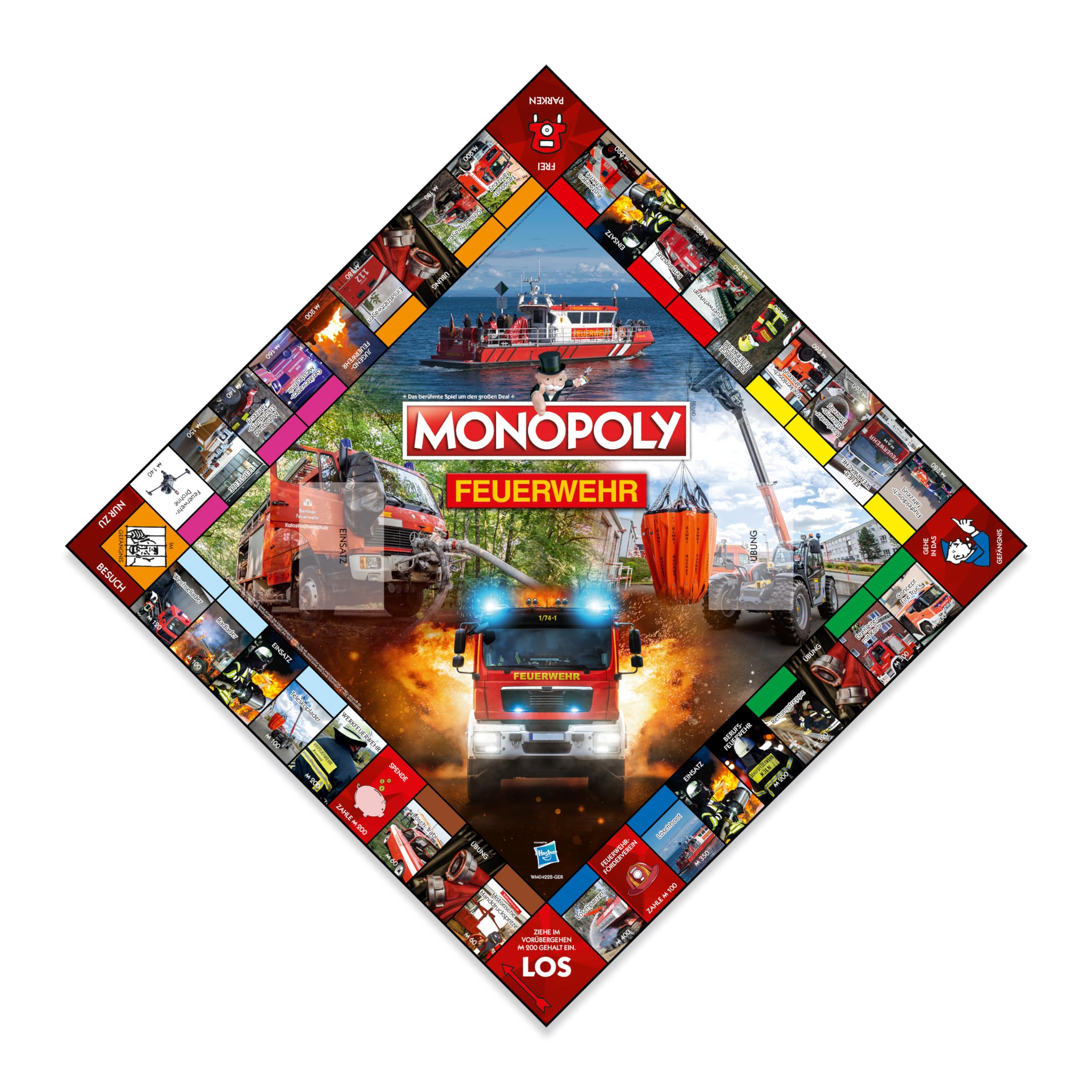 Winning Moves Monopoly Feuerwehr Edition - Monopoly Spiel für Fans - Familienspiele Strategie Brettspiele Feuerwehr - 2+ Spieler ab 8+ Jahren - Deutsch