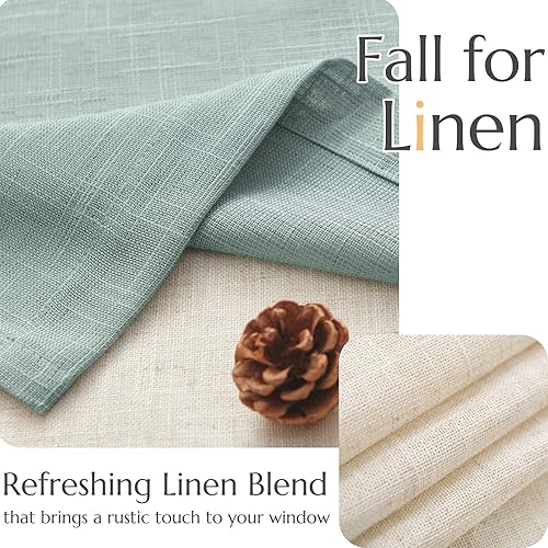 Miniatura 5 de jinchan Cenefa de lino para ventana de sala de estar de 16 pulgadas, cenefa de ventana de doble capa con filtro de luz, superposición rústica de