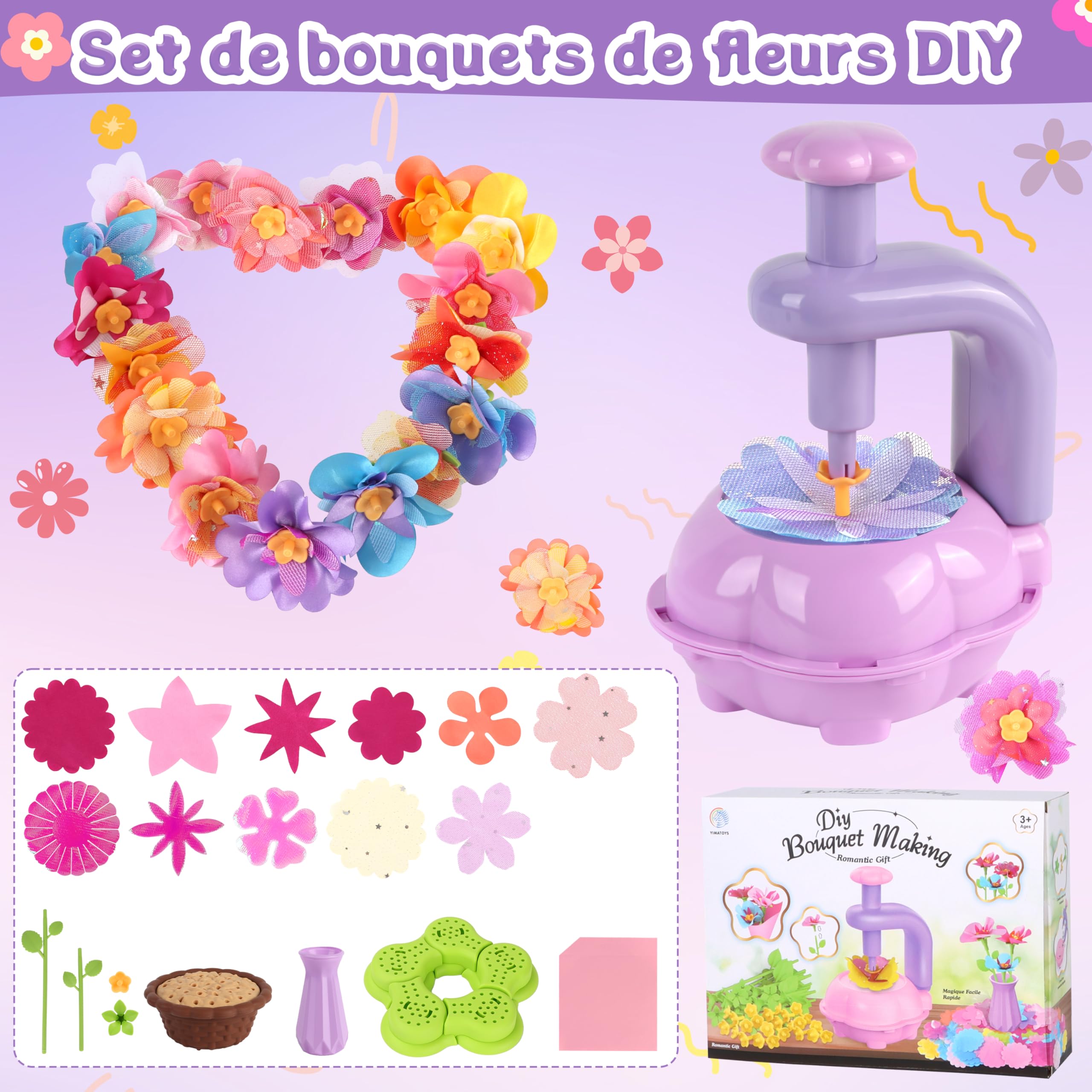 Charmofun Activité Manuelle Fille, Création Bouquet avec Machine à Fleurs, Jouet Fleurs Enfant 3 Ans+