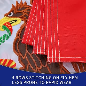 Embroidered Mexico Mexican Flag 2x3 Ft Outdoor,Heavy Duty Durable 300D Polyester for Outside,Vivid Color, Weatherproof,Brass Grommets,Premium Mexico Flag Indoor/Outdoor Use