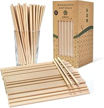 GoBeTree 300 Disposable Kraft Paper Straws Natural Tone Multilayer Cardboard for Brunch, Weddings and Rustic Events, Kraft Straws for Wooden Tables