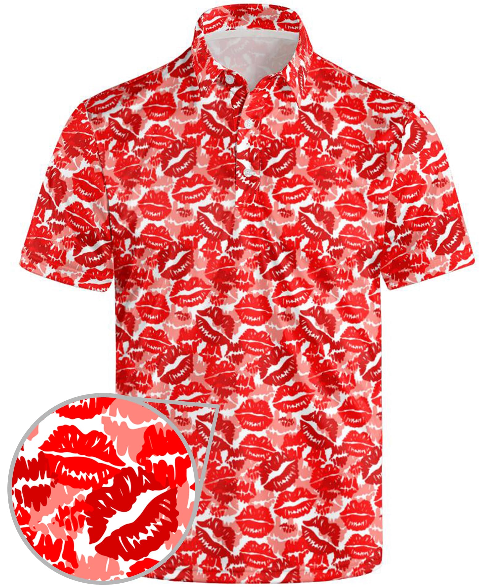 Golf Polo Shirts for Men Funny Print Short Sleeve Golf Shirts Performance Golf Polos