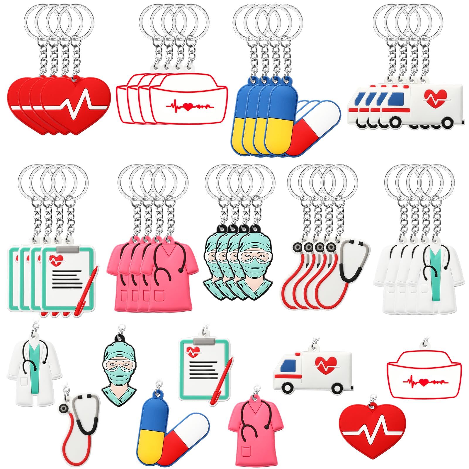Henoyso 36 Pcs Nurse Keychain Nurse Gifts for Christmas for Women Nurses Week Gift Thank You Gifts for Nurse Christmas Birthday Gifts(Fresh Style)