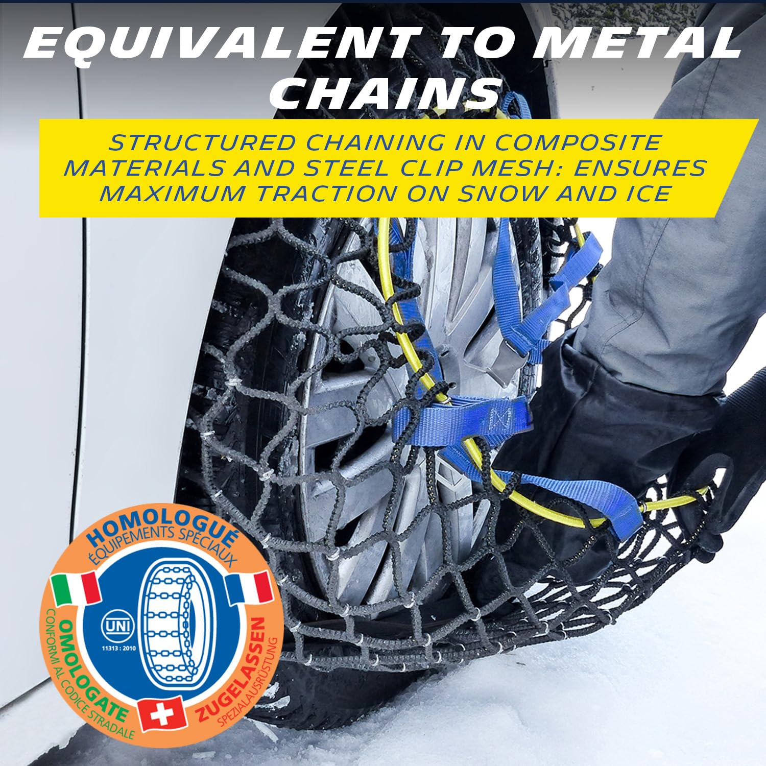 MICHELIN Easy Grip EVOLUTION 19 tekstylny łańcuch śniegowy do samochodu, 2 sztuki, bardzo wydajny, łatwy w obsłudze