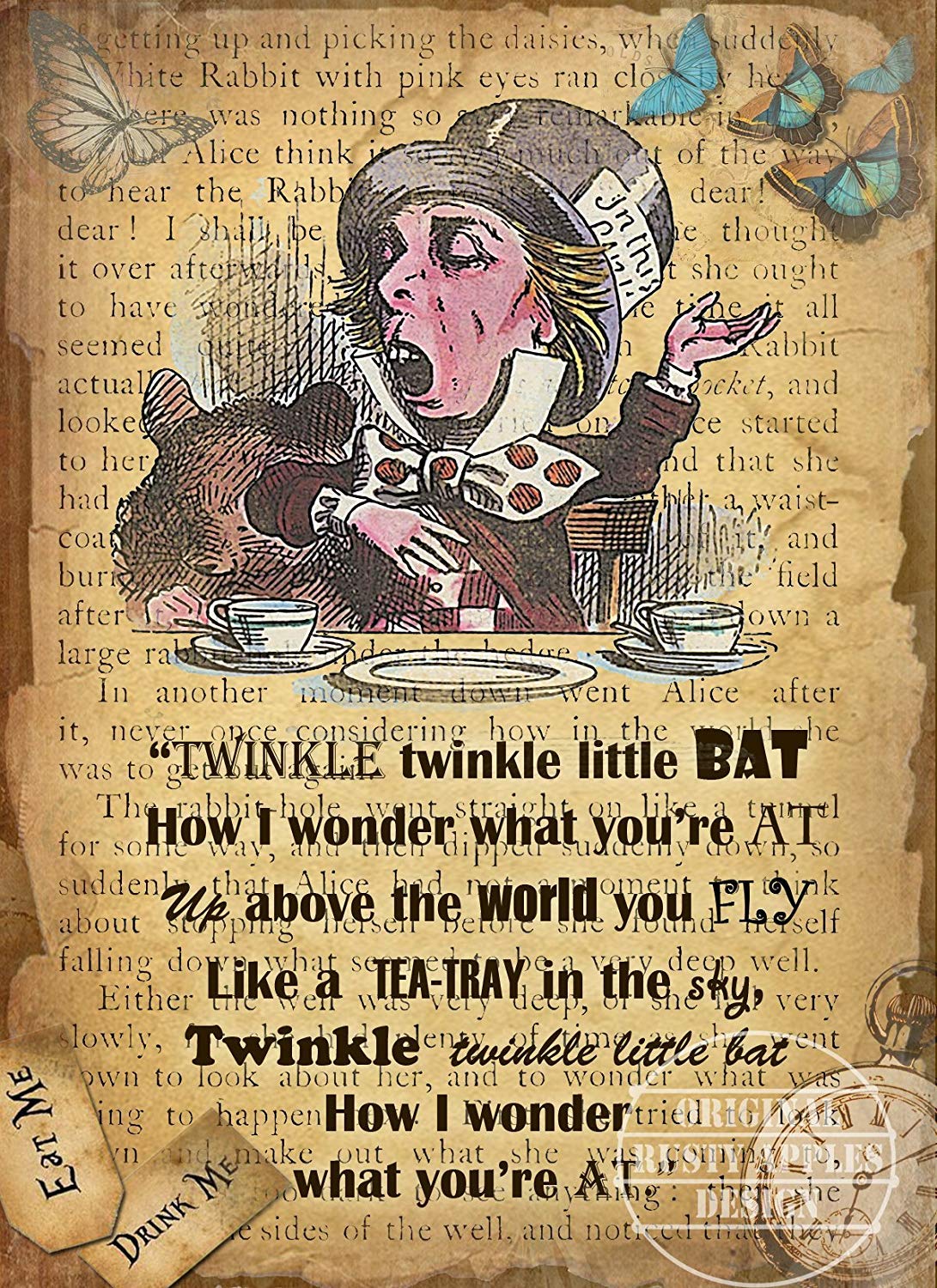 The Rusty Apples Metal Sign Co Alice In Wonderland Twinkle Twinkle Retro Style Style Metal Sign – 3 Sizes To Choose