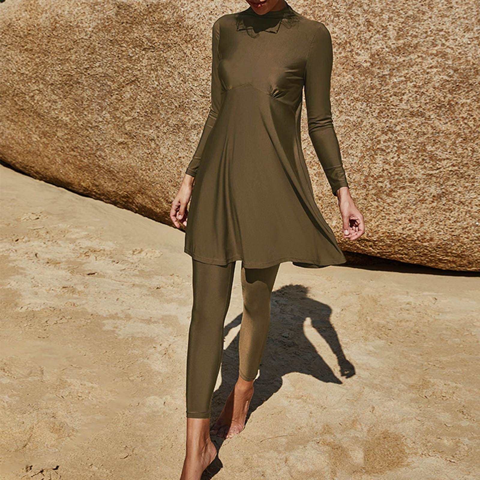 Fulidngzg Burchini Costume Donna Musulmana Beachwear Swimsuit Sportivo Costume da Bagno Musulmano Surf Burkini Top Musulmani Taglie Forti Costume Musulmano Modesto Full Cover