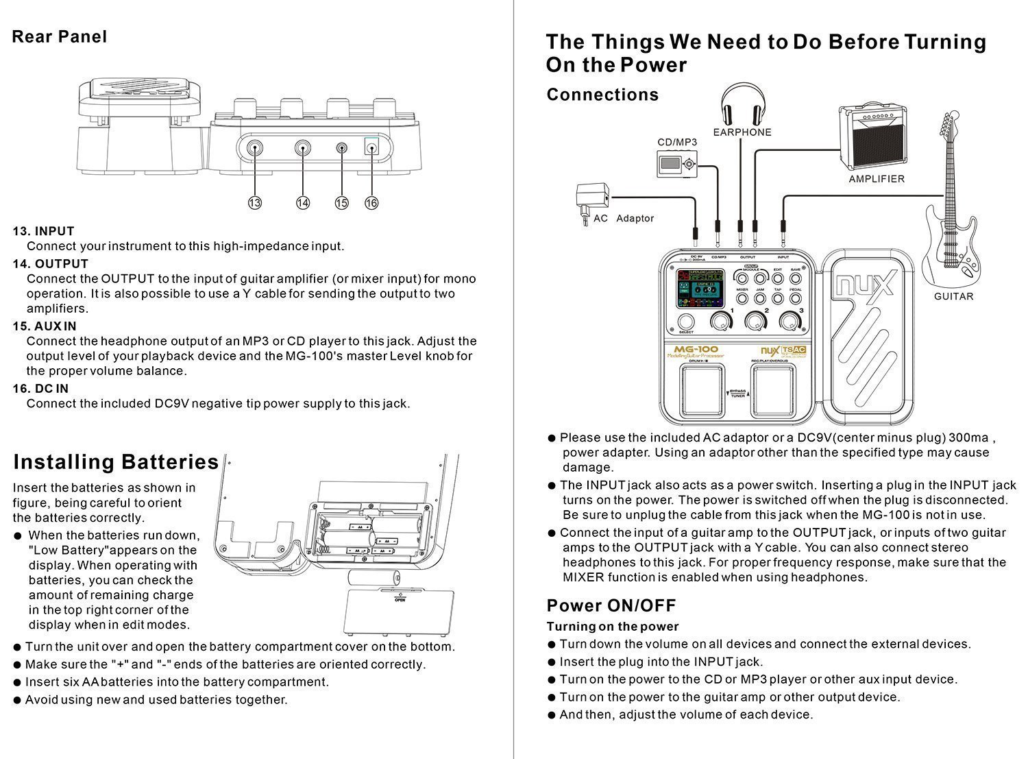 Asmuse Guitar Multi Effect Pedal MG100 Professional Processor with 58