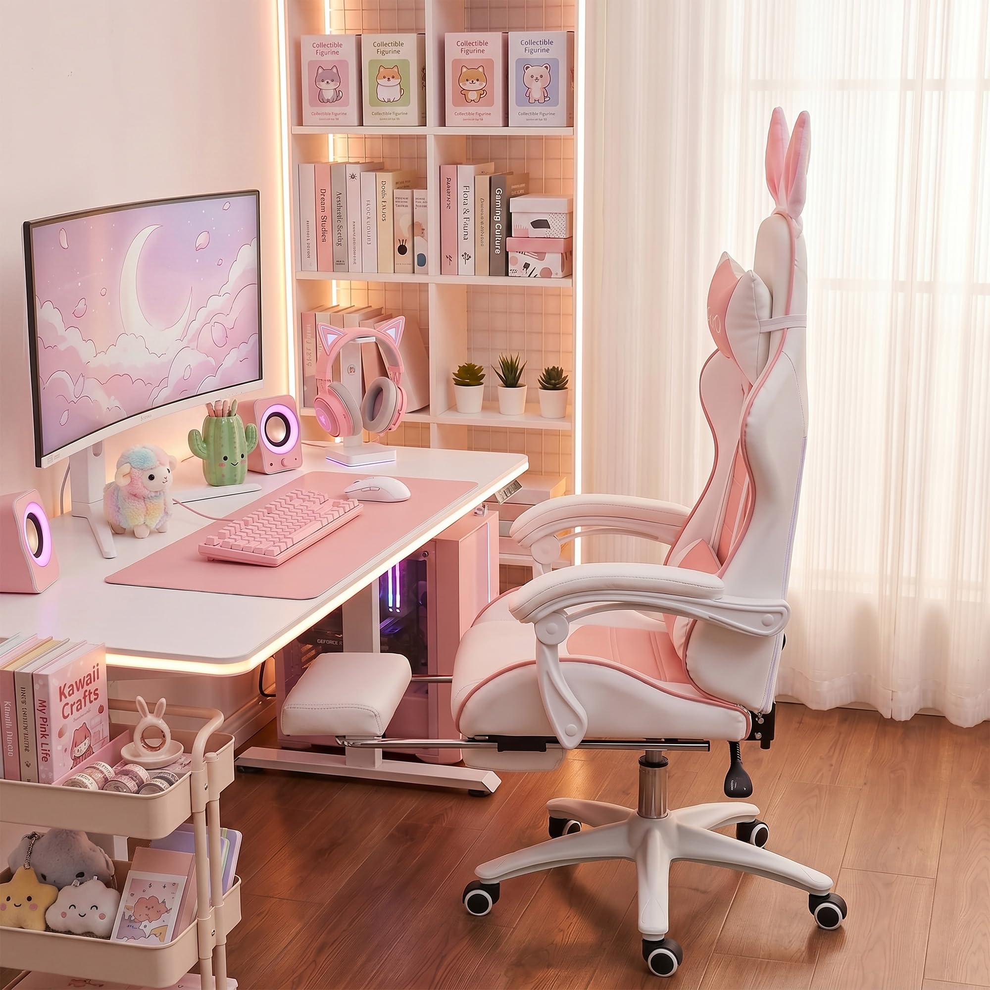 Vinsetto Chaise Gaming Fauteuil Gamer Dossier Inclinable Rose
