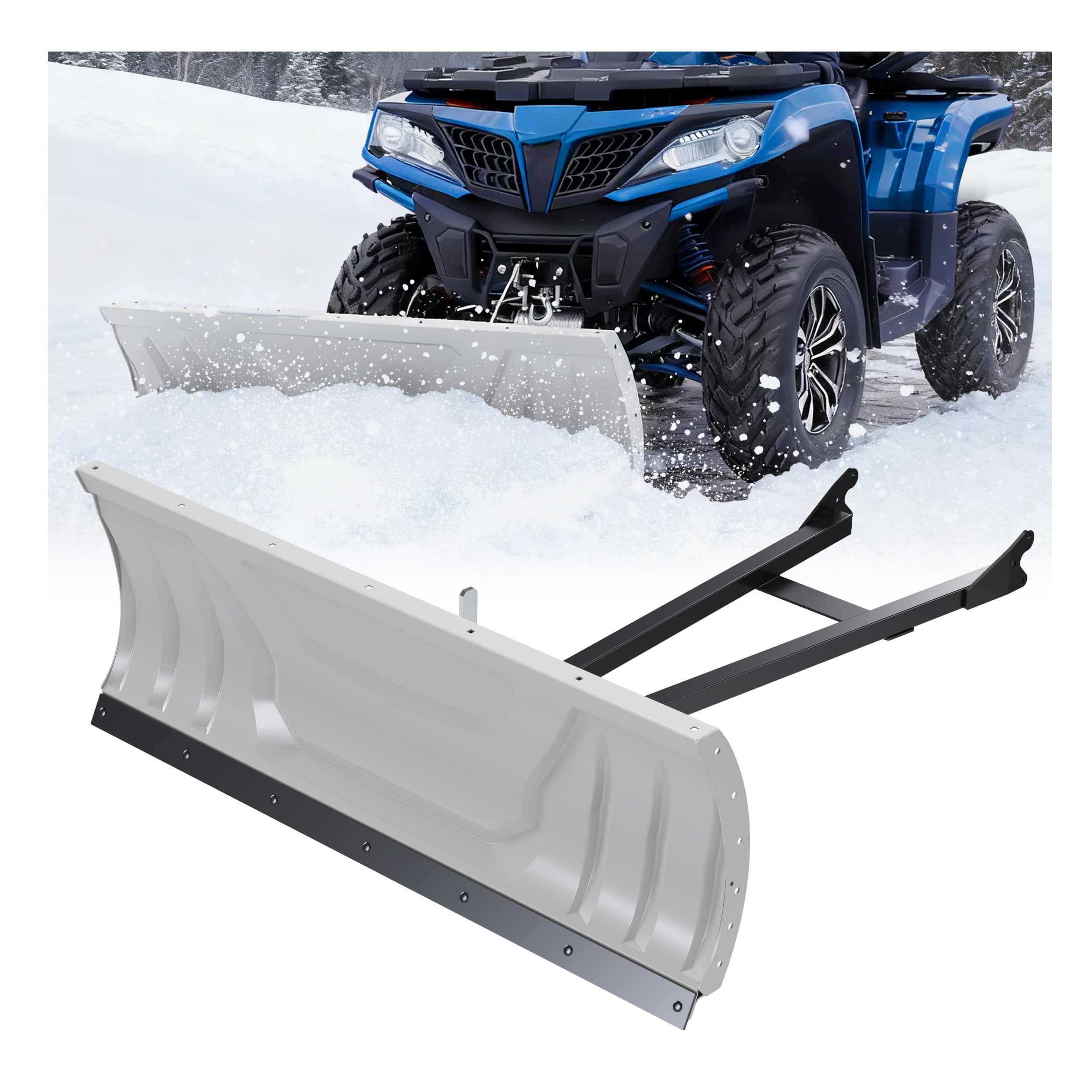 KUAFU Snow Plow Blade Universal Kit Steel Adjustable 48" Complete Universal Kit Package Compatible with ATV Honda Kawasaki Polaris Aeon Crossland Arctic-Cat Alterra (You Will get 2 Packages)