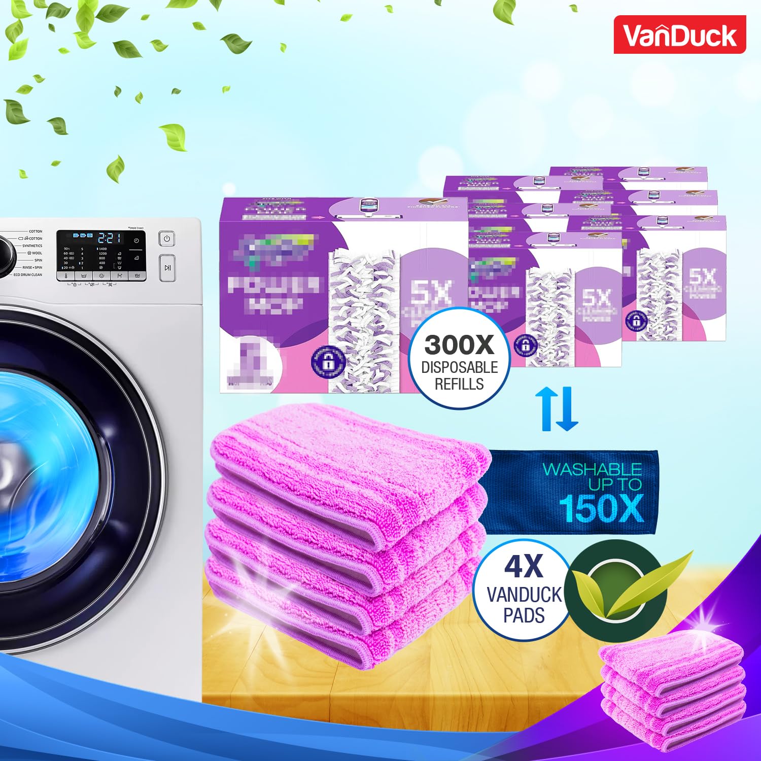 VanDuck Almohadillas reutilizables compatibles con Swiffer Power Mop (paquete de 6) – Recambio de mopa de microfibra para PowerMop – Recambios de almohadilla multisuperficie para mopa de pulverización