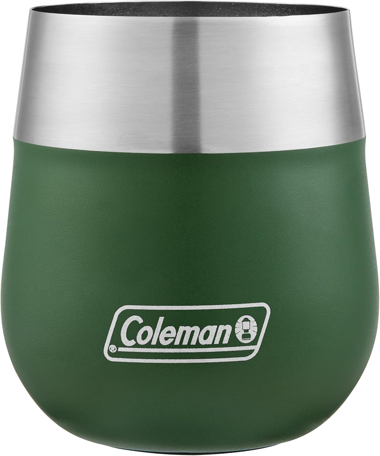 Coleman Claret Vacuum-Insulated Stainless Steel Wine Glass, 13oz Outdoor Wine Glass for Camping, Tailgating, Beach, Picnic & Backyard Patio Heritage Green 13 Oz