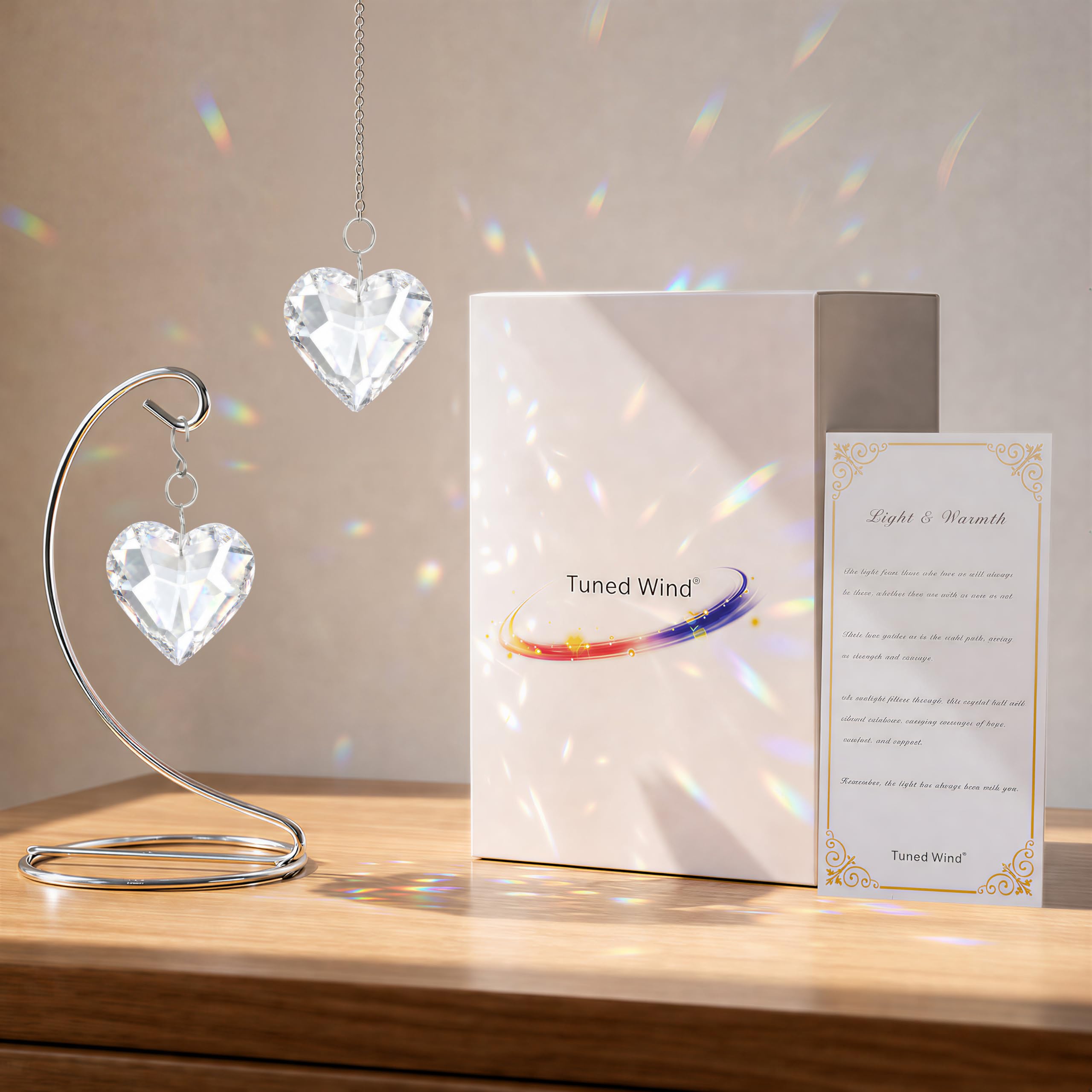 Memorial Gifts for Loss of Loved One, Hanging Heart Crystal Suncatcher
