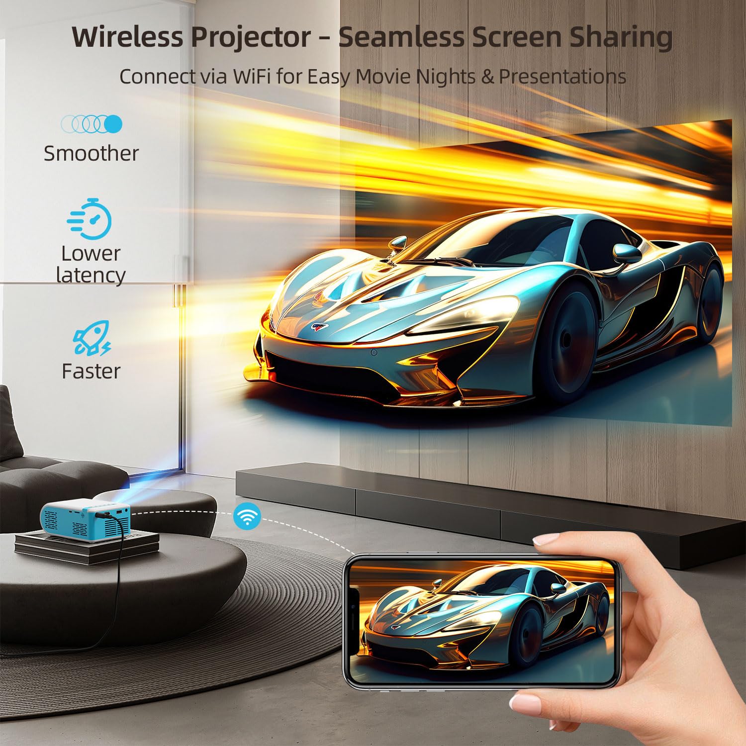 Projectore Bluetooth Nasin 1080P 4K Wi-Fi - Dettaglio