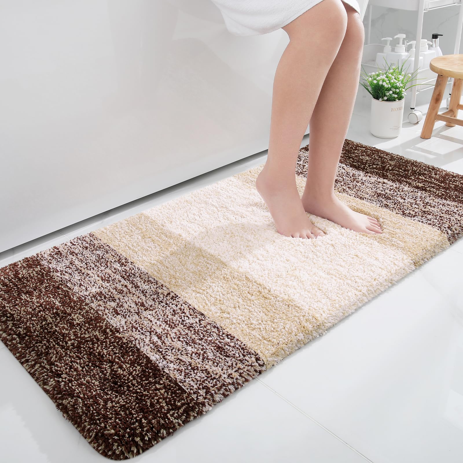 OLANLY Bathroom Runner Rugs 45x27, Extra Soft Absorbent Microfiber Bath Rugs, Rubber Backing, Quick Dry, Machine Washable Bath Mats for Bathroom Floor