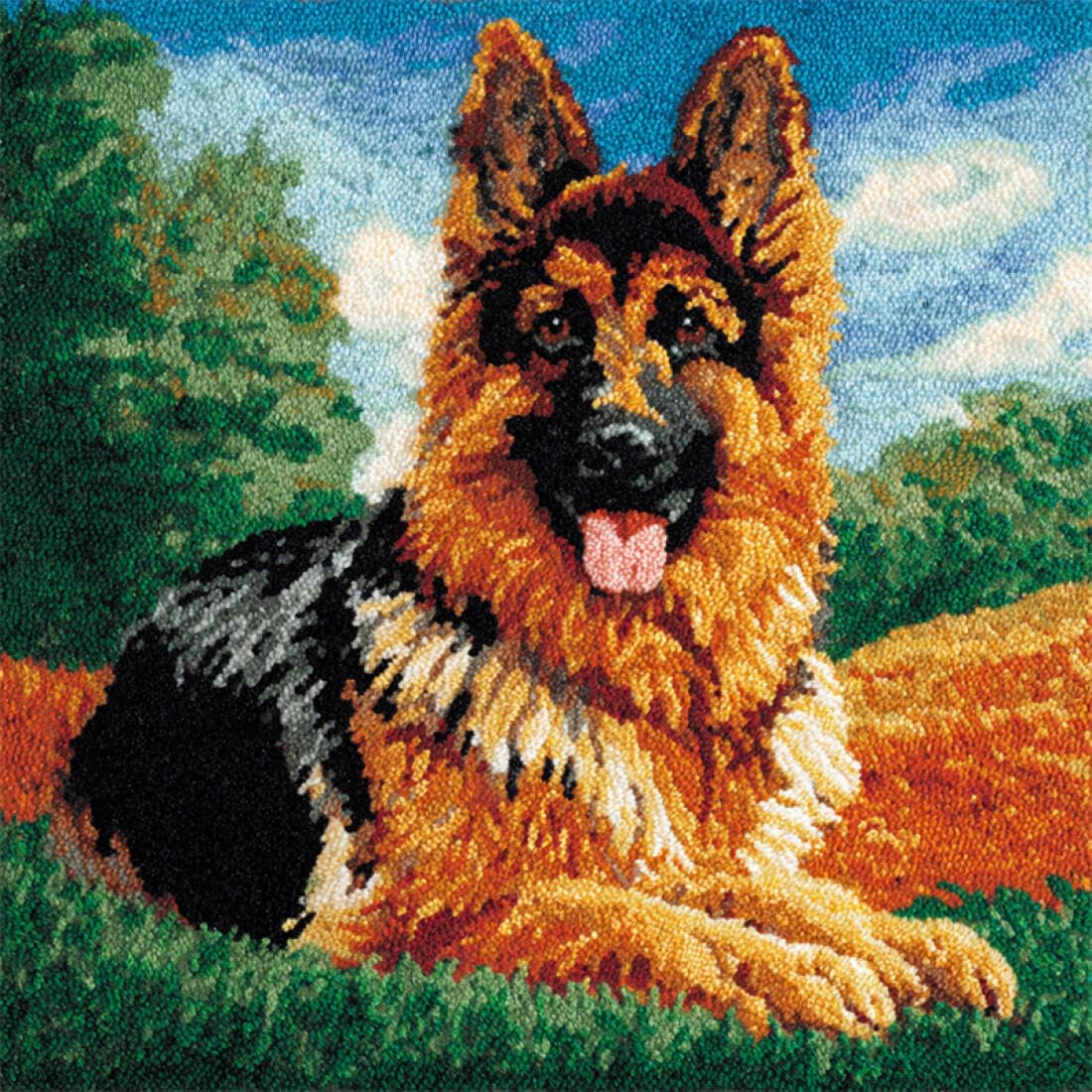 Kitquiver U Animal Cushion Making Kit German Shepherd Portrait Diy Tapestry Throw Pillow Cover Needlepoint Cushion Kits For Home Décor Needlework Kit For Beginners 17X17in