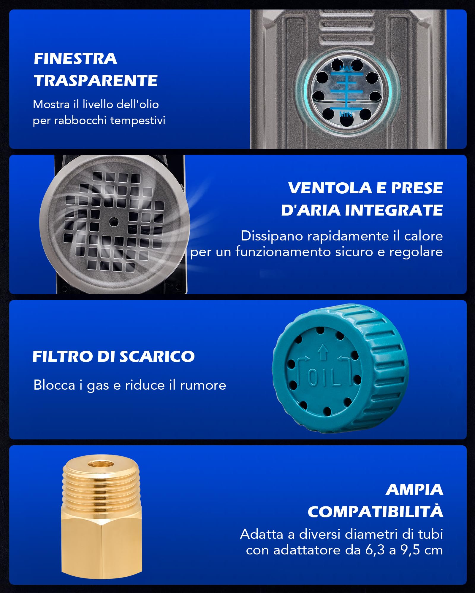 Orion Motor Tech 7.6L Camera a Vuoto 100 L/min con 3.5 cfm Pompa, 186W Pompa con Camera Vuoto Coperchio in Vetro, Camera di Degasaggio Sottovuoto per e Degasaggio di Resina Siliconica