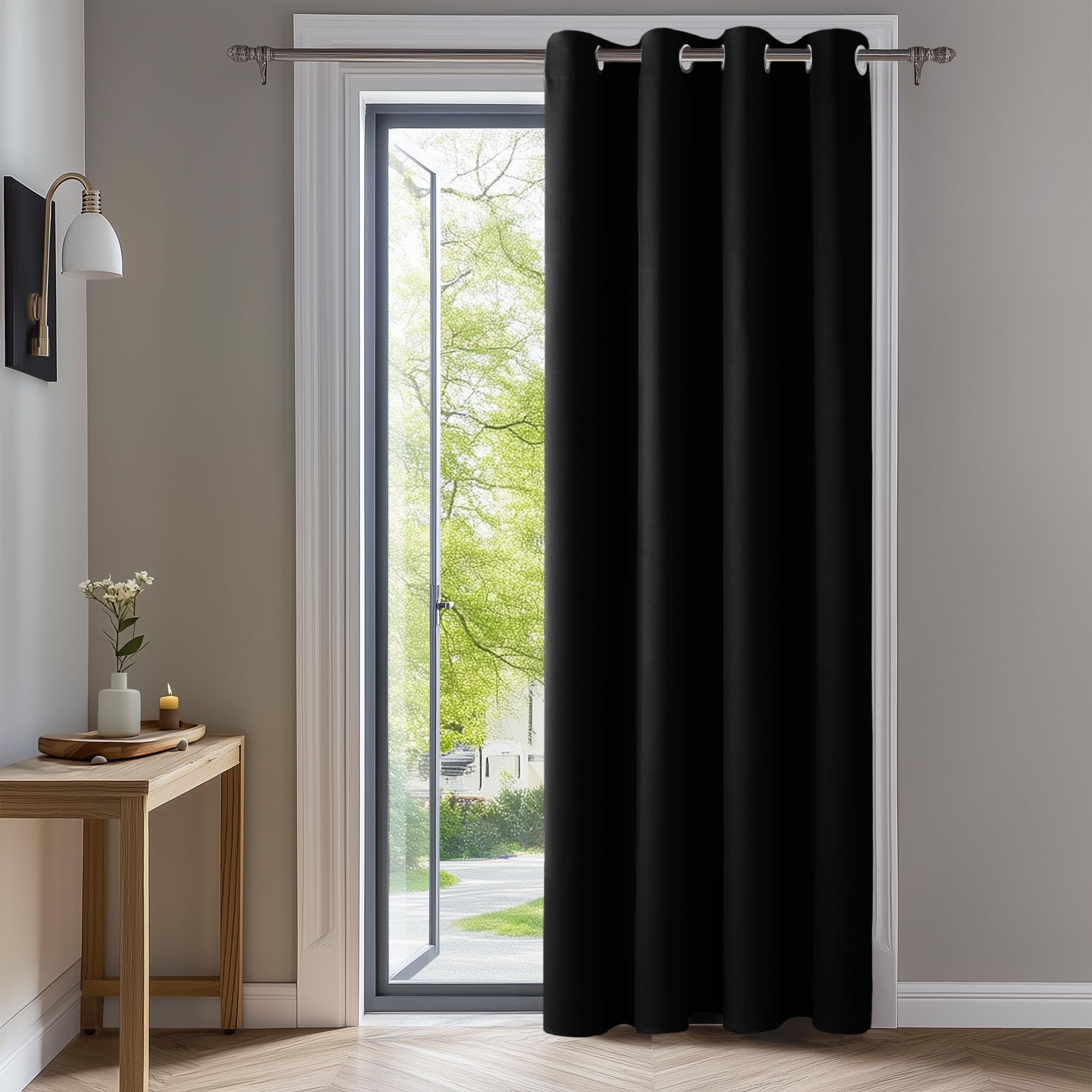 Deconovo Blickdicht Gardinen mit Ösen für Schlafzimmer Thermogardinen Vorhang Blickdicht Kälteschutz Thermogardine Hitzeschutz Dicke Thermovorhang, 245x140 cm(HöhexBreite), Schwarz, 1 Stück