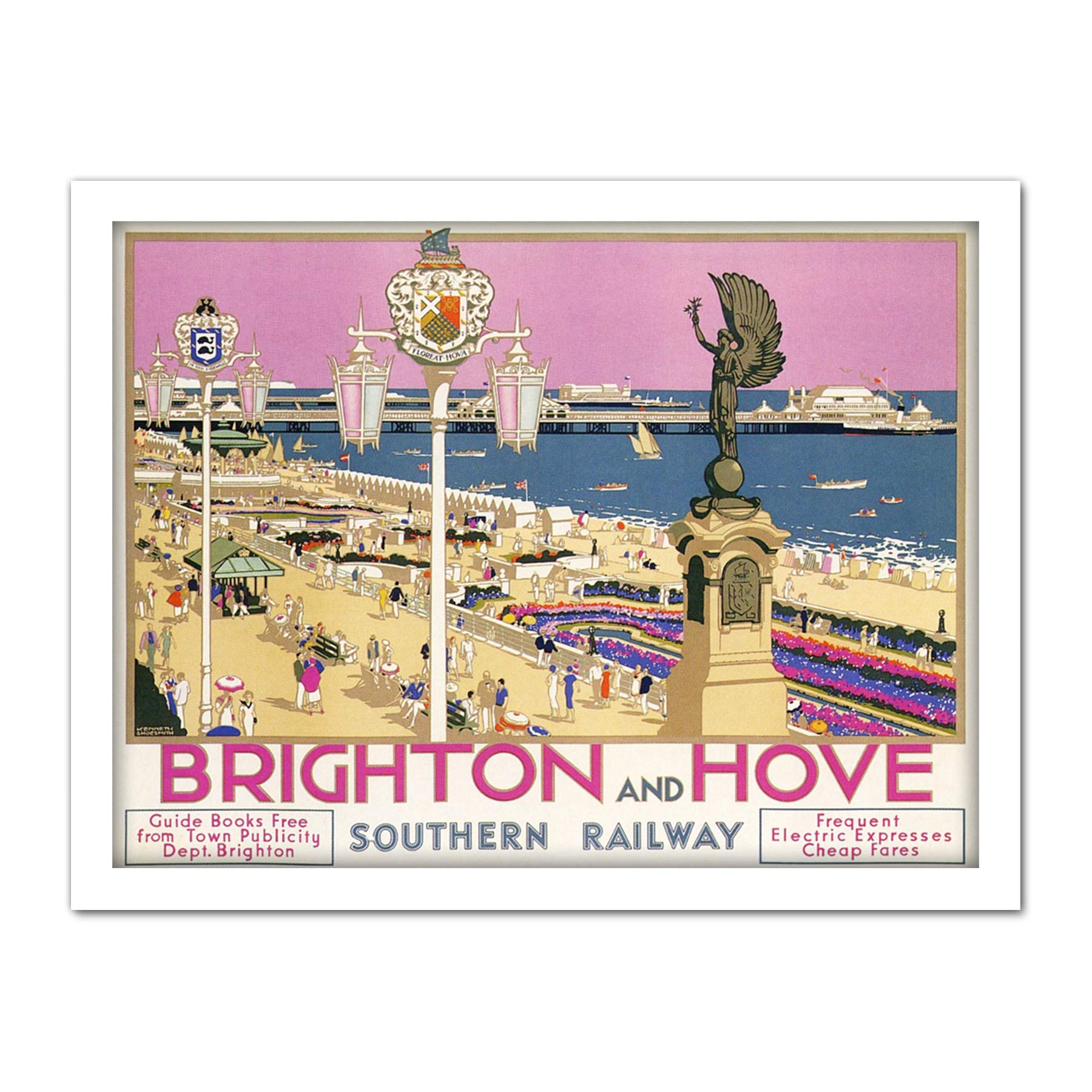 Wee Blue Coo Brighton Hove Sussex Beach Resort Travel Artwork Framed Wall Art Print 18X24 Inch