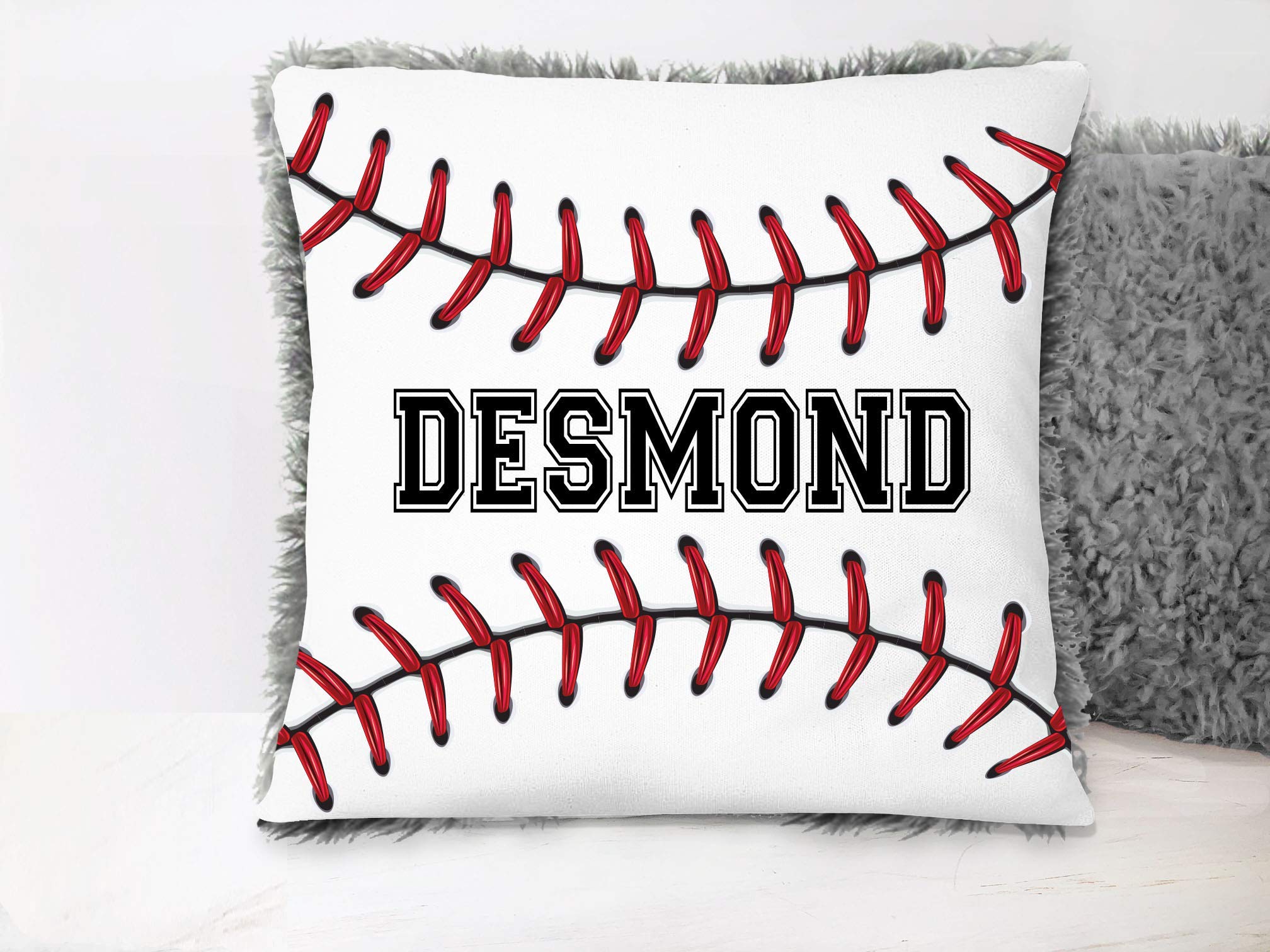 Baseball Personalized Grey Plush Pillow With Name
