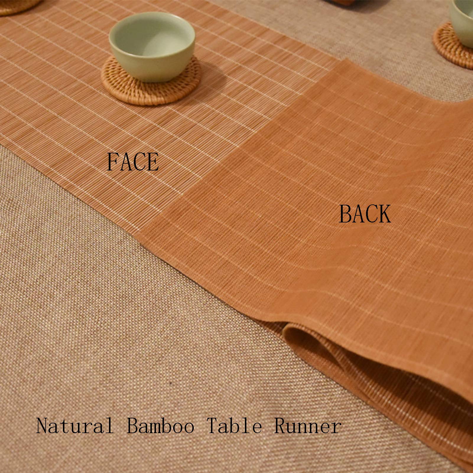 Camino de Mesa de bambú de Estilo japonés, Mantel Tejido a Mano, manteles Individuales Antideslizantes para Mesa de café de Cocina casera, Color Madera Natural (tamaño: 40 × 120 cm)