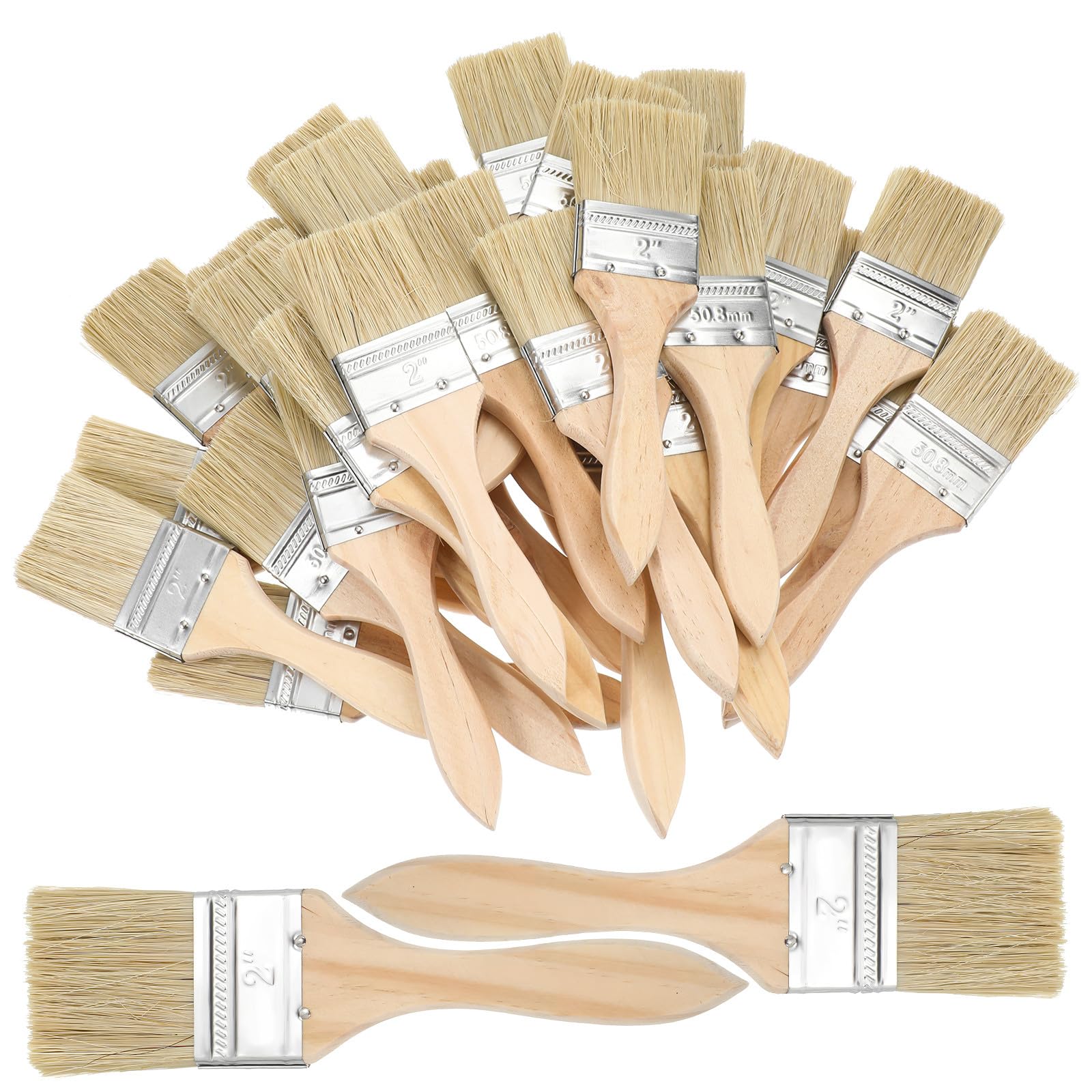 30 Stück Pinselset Beizpinsel mit Dickem Holzgriff Flachpinsel Leicht und Vielseitig für Malerarbeiten und Heimwerkerbedarf zum Streichen von Holz und Wänden