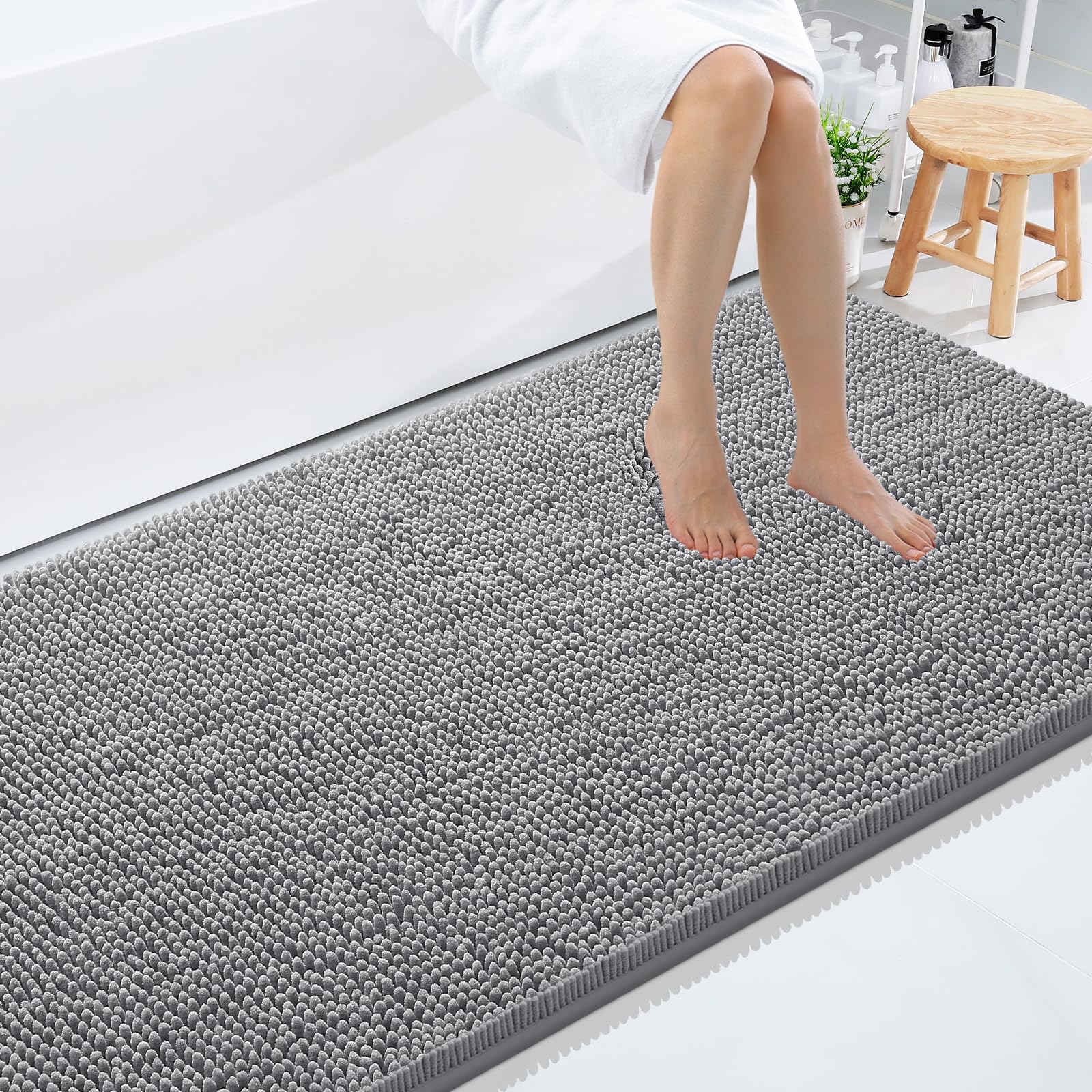 Smiry Bathroom Rugs 120X36, Luxury Chenille Extra Soft Absorbent Bath Mat