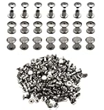 IDEALSV 200 Pcs (100 Sets) 304 Stainless Steel Chicago Screws Rivets M5x8mm Leather Rivets Phillip Head Leather Bag, Book and Photo Album Binding Chicago Rivets Kits