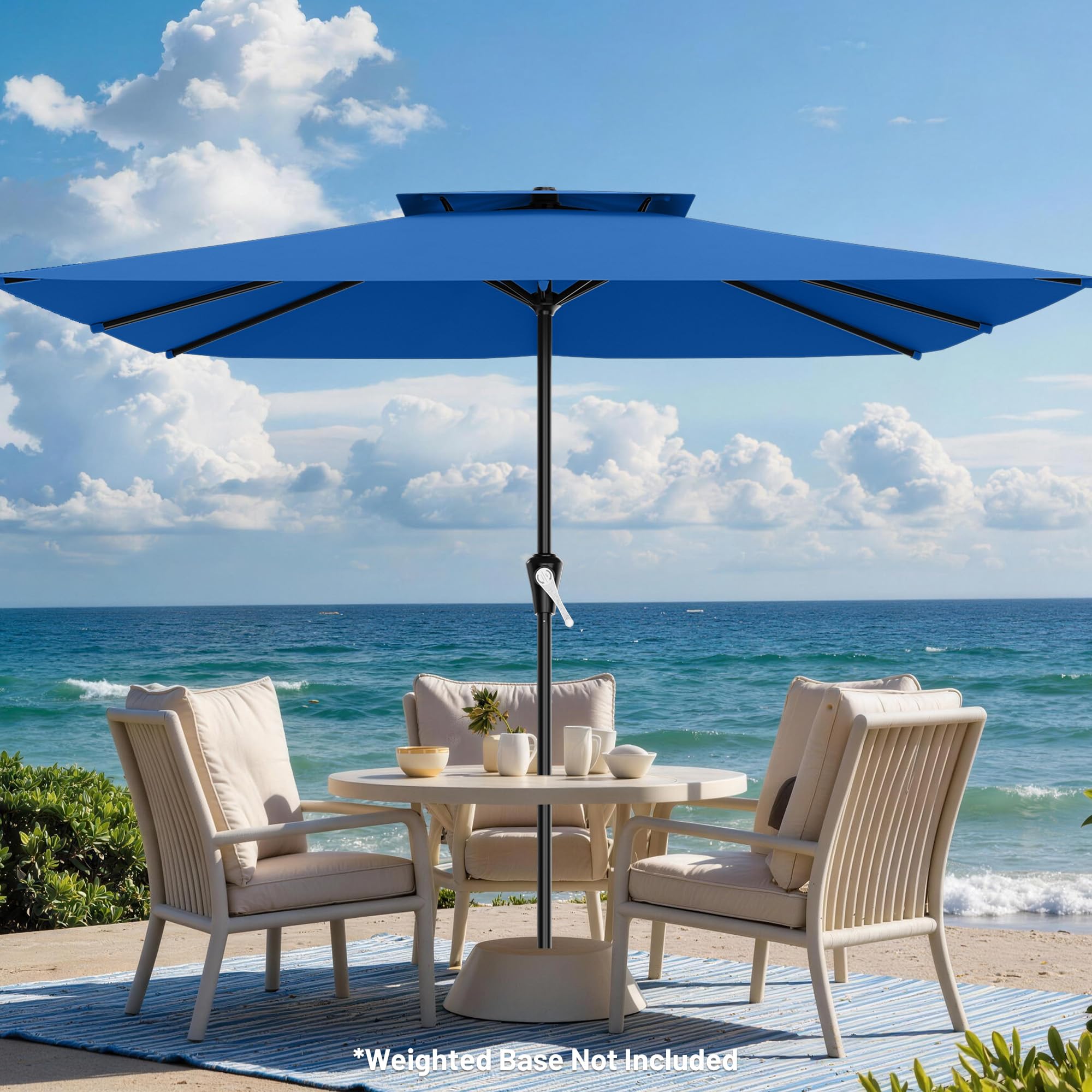AreShark 8'x10' 2 Tiers Rectangular Patio Umbrella