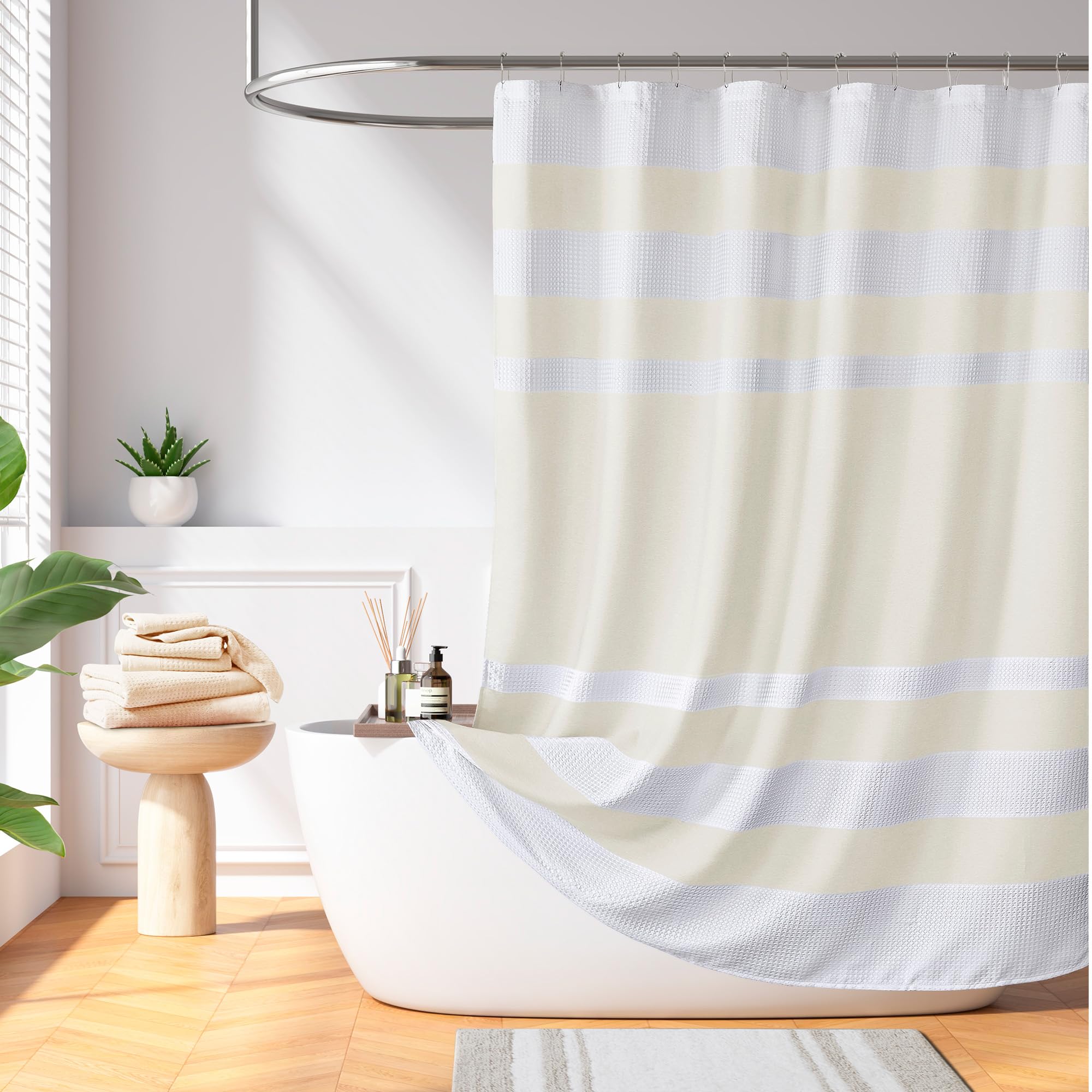 Amazon.com: Madison Park Shower Curtain Spa Waffle Weave Shower Curtain ...