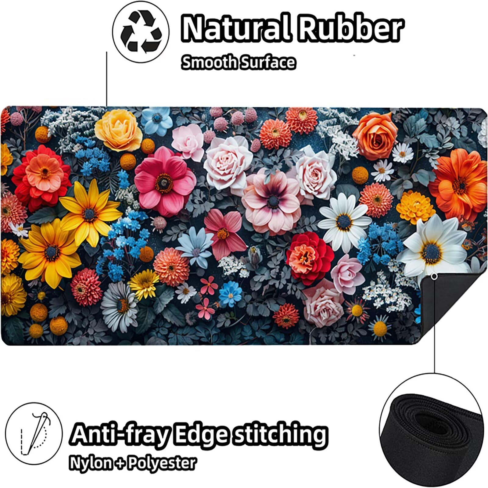 Flor Alfombrilla Ratón Gaming XXL 1500x800 mm, Alfombrilla Gaming Rosa Mousepad con Base de Goma Antideslizante, Impermeable Desk Mat para Teclado y Raton, Accesorios Gaming, Regalos de Hombre 5-2