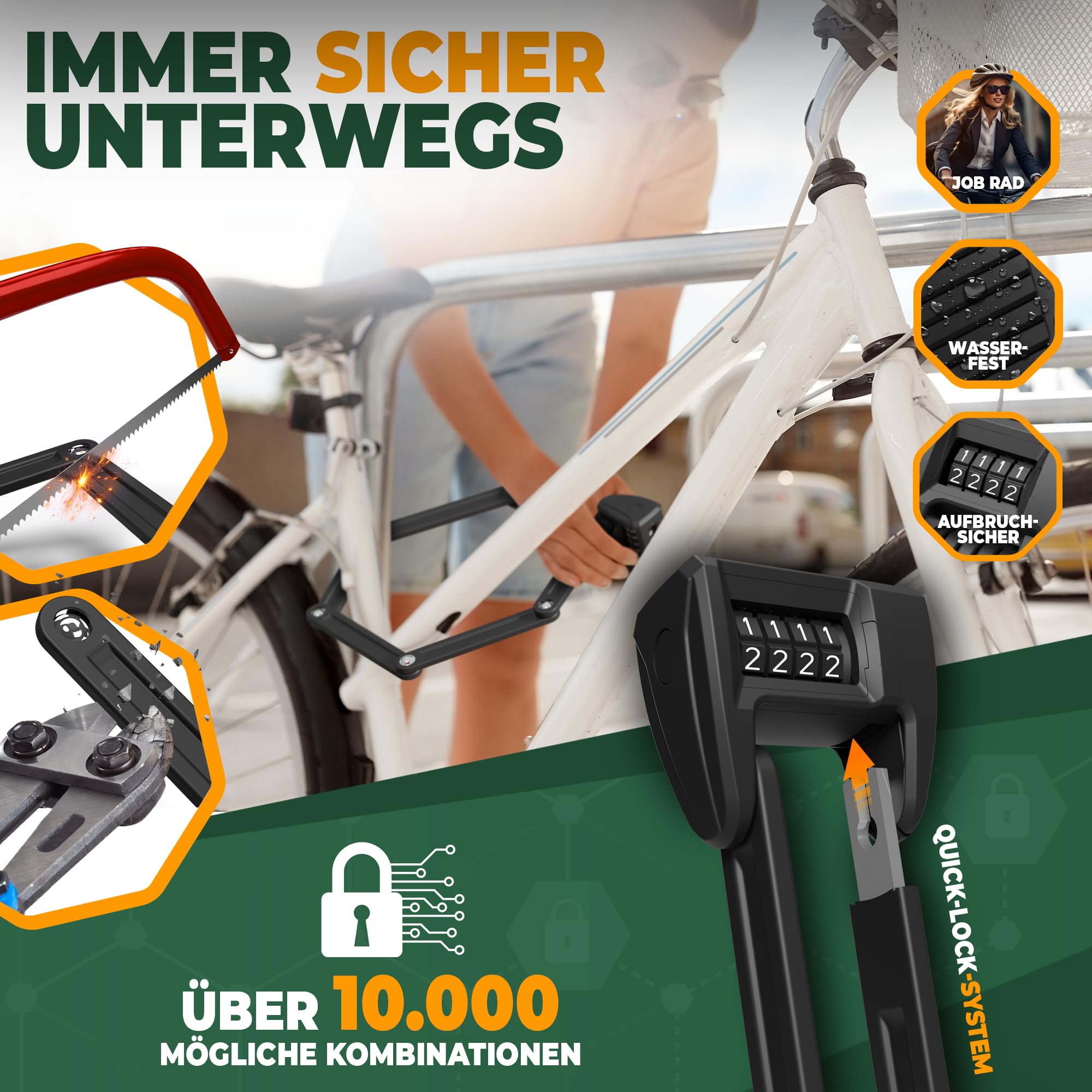 MIVELO Fahrradschloss Faltschloss mit AirTag Geheimfach I Zahlenschloss Fahrrad inkl. Halterung