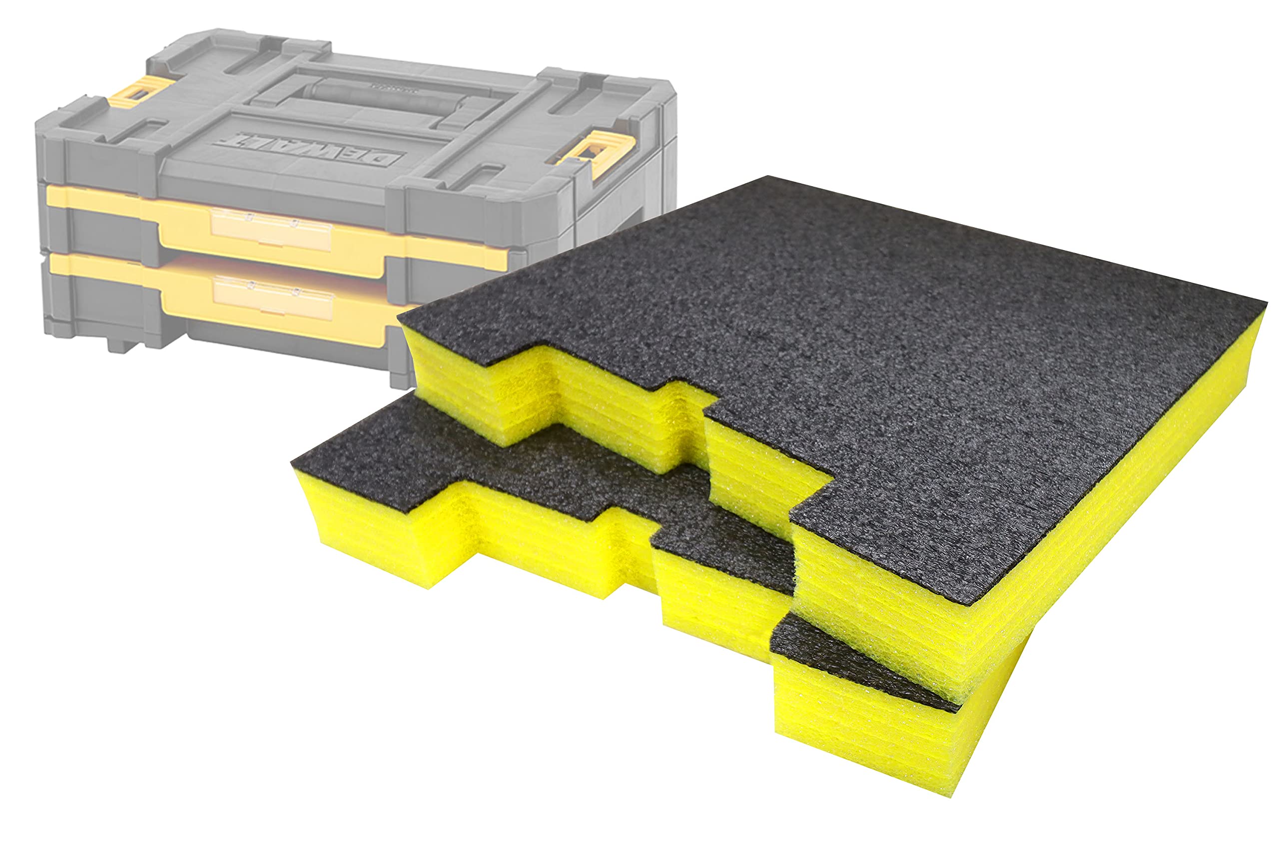 Shadow Foam YELLOW 50mm Inserts for Dewalt TSTAK & PROSTACK Drawers - Pack of 2