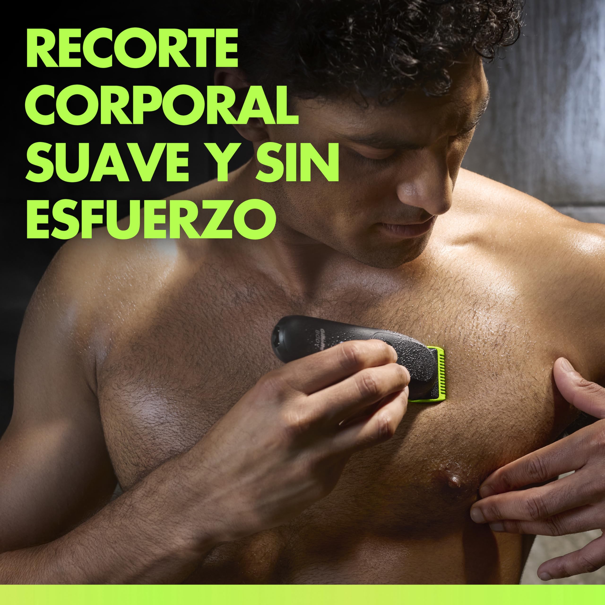 GilletteLabs i5 Body + Intimate Afeitadora Corporal con 4 Peines Y Funda, Negro/Verde - Depiladora Corporal Hombre Impermeable, Tecnología Skinfirst, Recargable, Rasura el Cuerpo Y Zona íntima