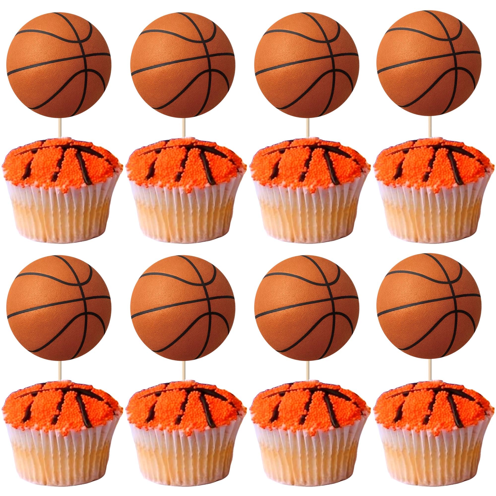 40 Stück Basketball Cupcake ToppersBeidseitiger Druck Sport Kugel Tortendeko Basketball Kuchen Deko für Baby Dusche Kinder Geburtstag Party Kuchen Dekorationen