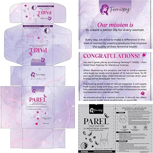 Miniatura 9 de Parches de calentamiento de período para calambres menstruales basados en la fuerza del flujo, 10 parches de período para flujo débil y normal con