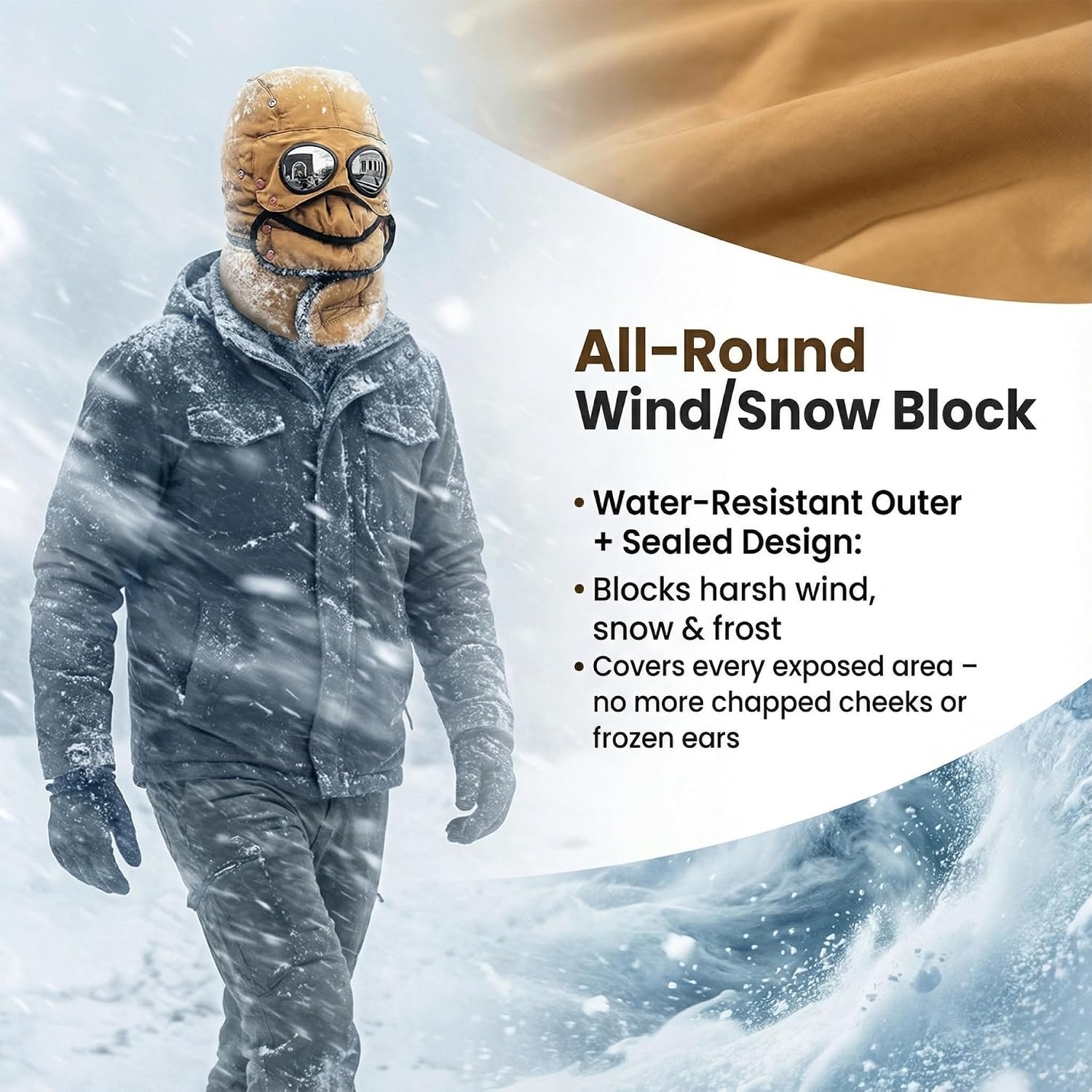 Trapper Hat Winter Hat with Ear Flaps, Soft Warm Trapper with Glasses and Face Mask, Winter Cap for Daily Wearing, Indoors and Outdoors Activities Yellow