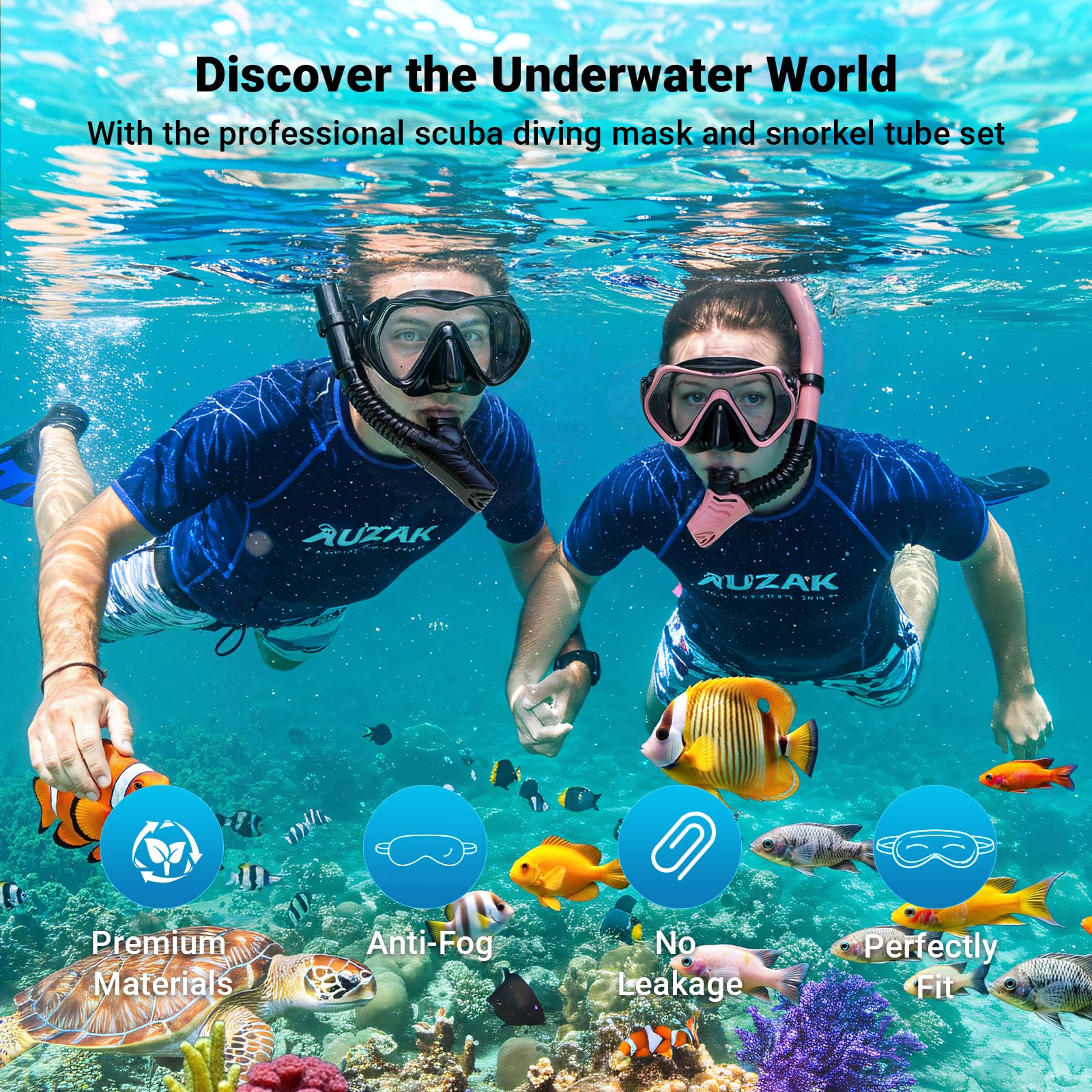 Equipo de esnórquel para adultos, hombres y mujeres, juego de máscara de buceo con parte superior seca, visión panorámica de 180°, kit de gafas de esnórquel de respiración profesional con cubierta de