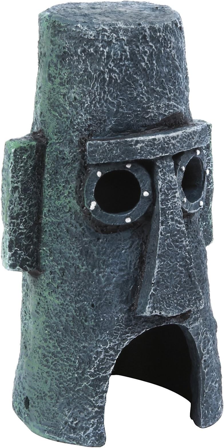 Penn-Plax Spongebob Squarepants Squidward’s Easter Island Home - Officially Licensed Aquarium Ornament - Medium (SBR11)
