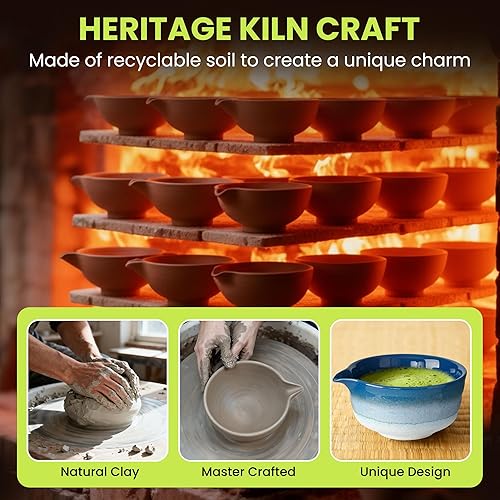 Miniatura 7 de Juego de batidor de matcha, juego de matcha de cerámica, cuenco de matcha, batidor y soporte de matcha, cuchara de bambú, soporte para cucharada,