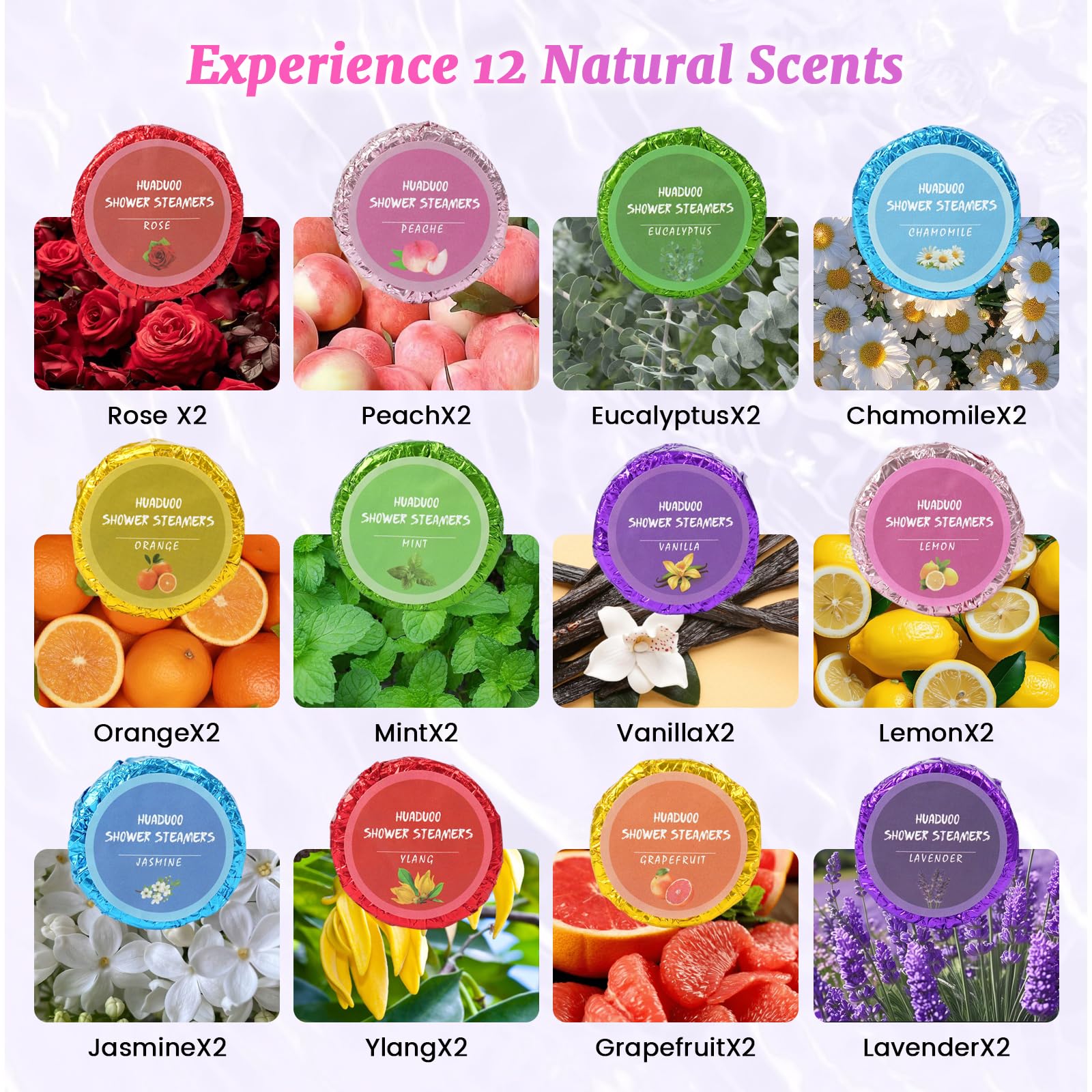 24 Bombes de douche aromathérapie pour femmes ou hommes pièces Bombes de douche naturelles aux huiles essentielles d'eucalyptus, cadeaux pour les adolescents, pour un anniversaire, pour Noël,