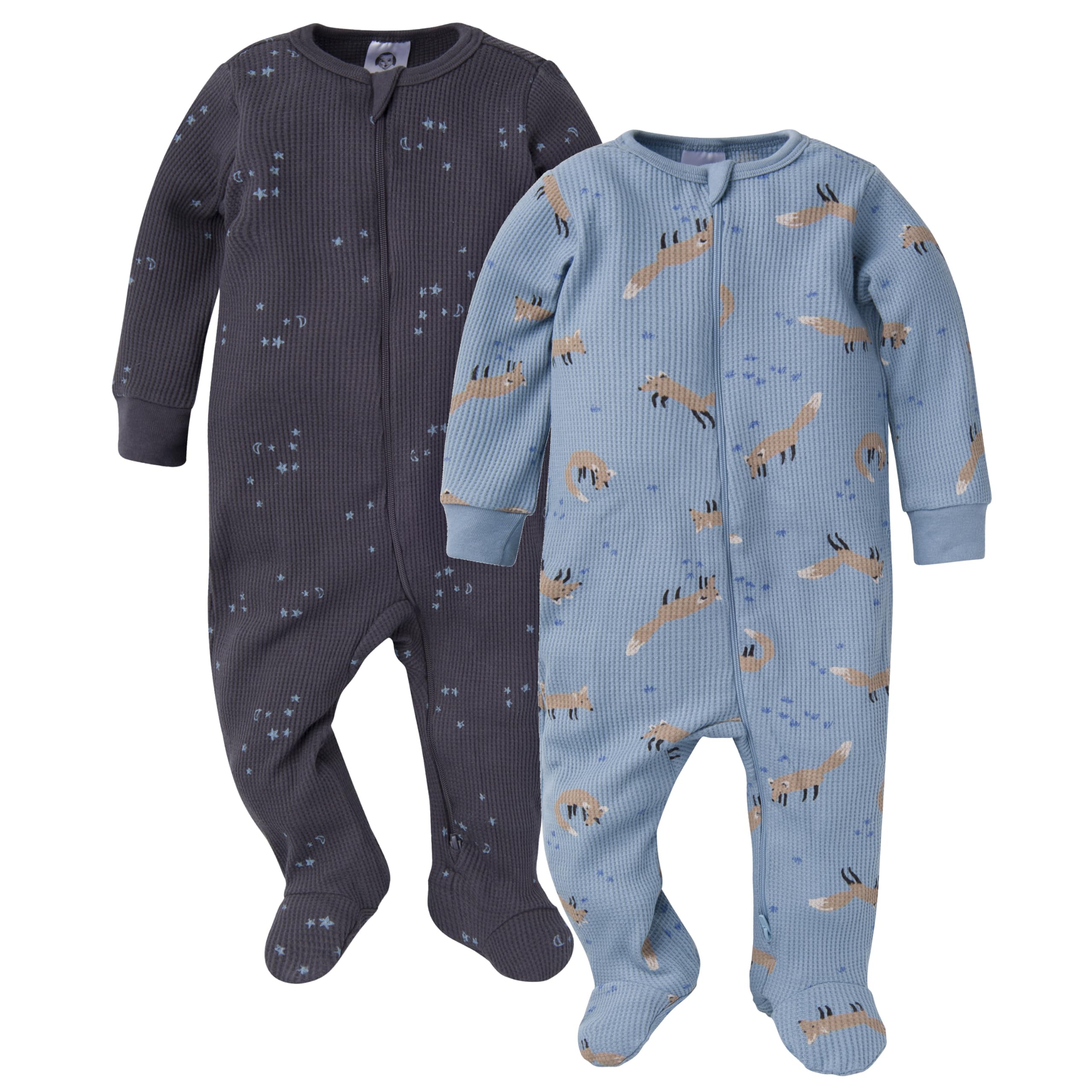 Gerber Baby Girls' 2-Pack 2-Way Zip Thermal Footed Sleep 'N Play
