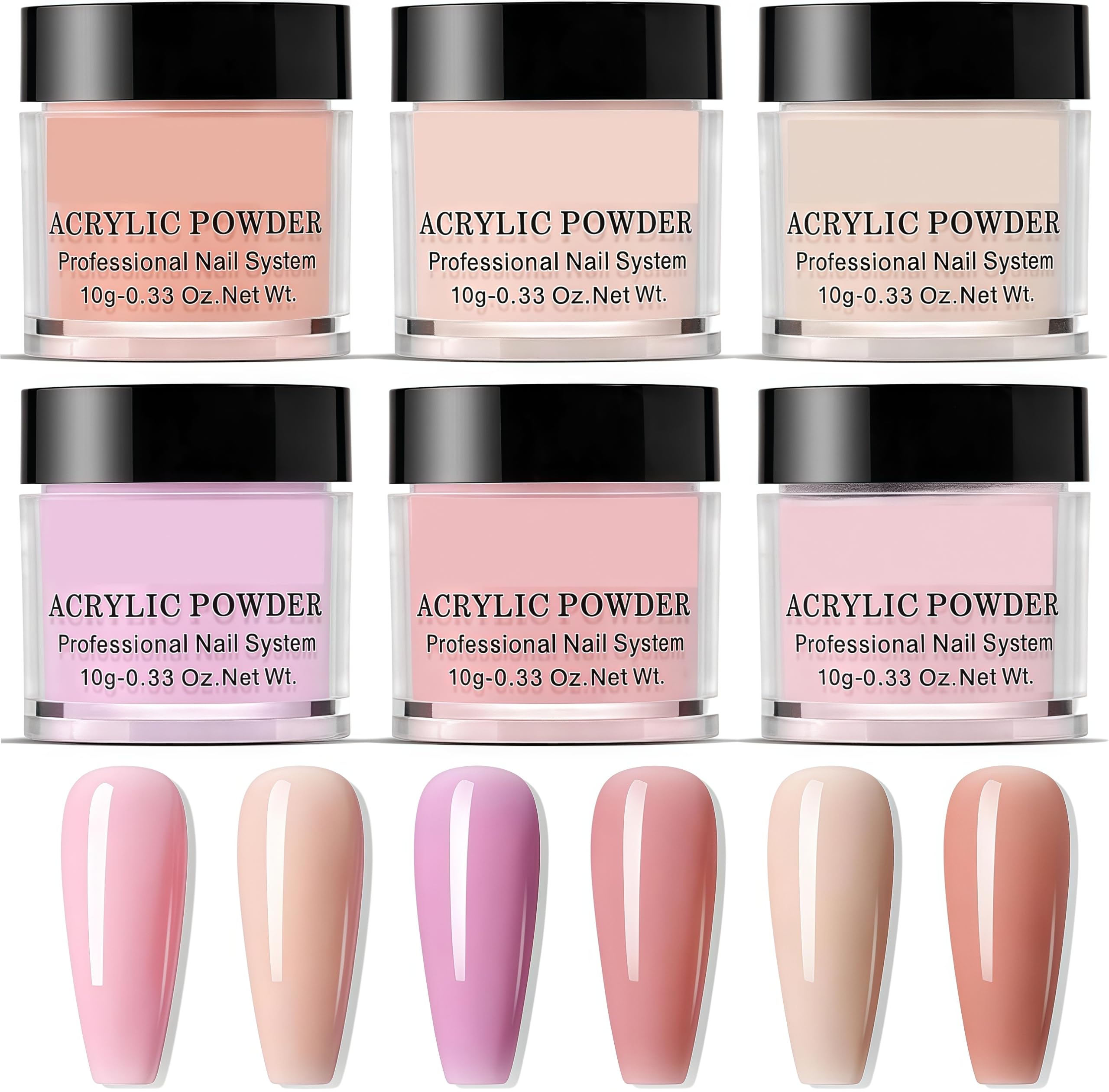 Acrylic Nail French Manicure Powder Set - White, Clear,Pink, Nude - for Nail Extensions & French Manicures