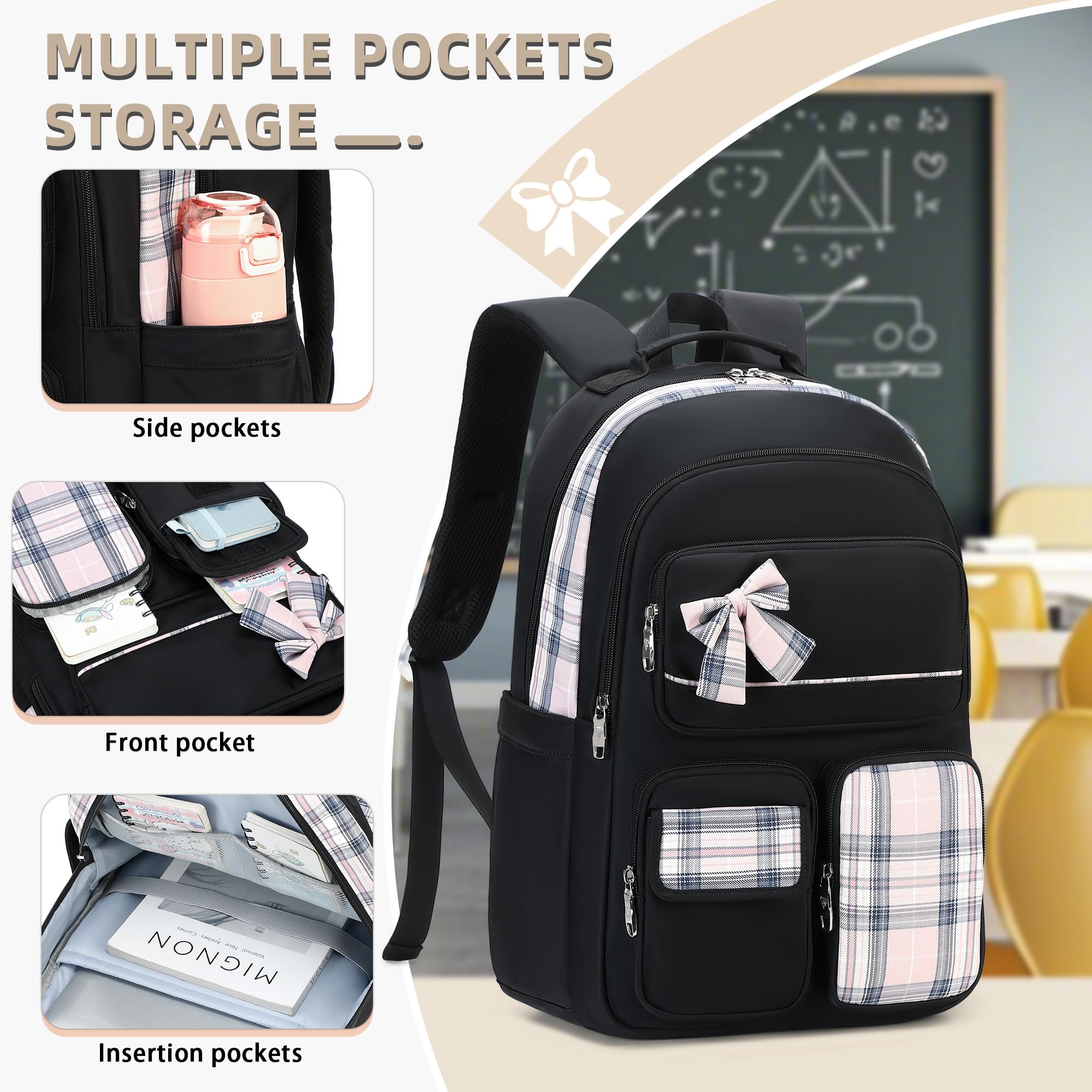 Rucksack für Mädchen, Schulrucksäcke für Teenager, niedliche College-Taschen für Damen, Studenten, große Büchertasche, 15,6 Zoll (39,6 cm), Laptop-Schultasche