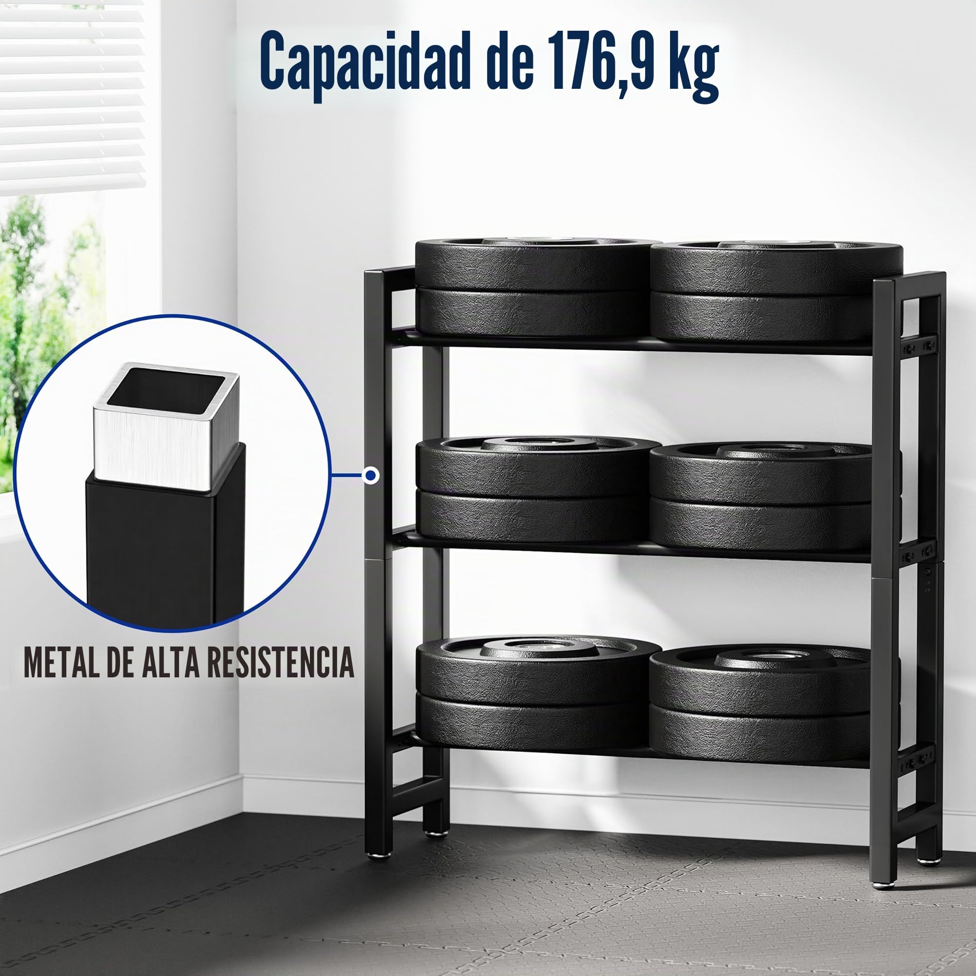 Soporte para mancuernas de 3 niveles/4 niveles, Rack de pesas para gimnasio en casa