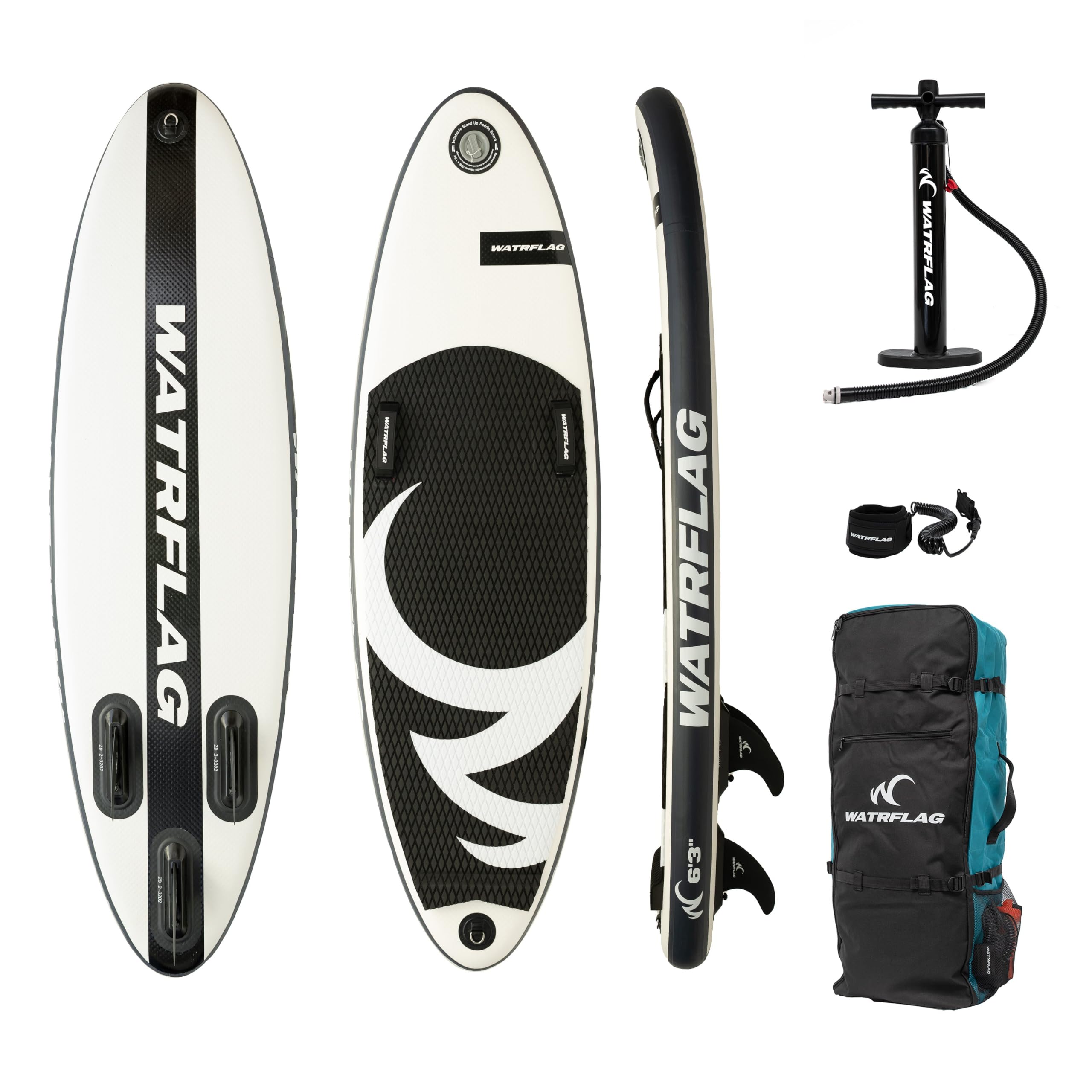 Premium aufblasbares SURF-Body Board Wave Rider 6'3" - 190 cm Set