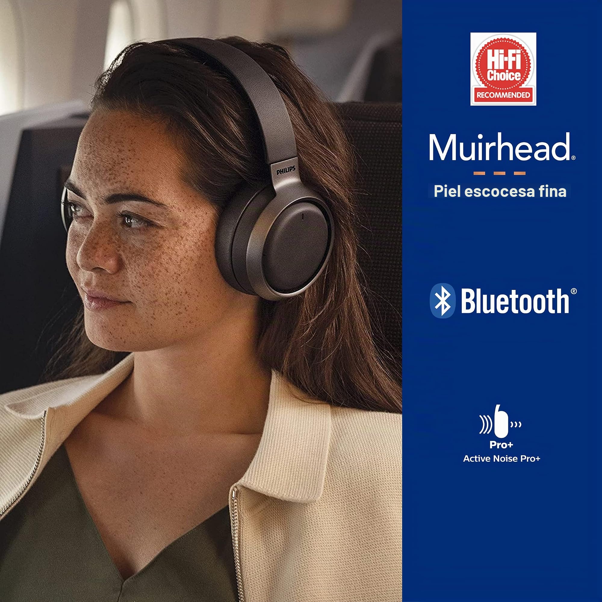 PHILIPS AUDIO L3/00 Auriculares Inalámbricos de Diadema con Micrófono Dual/Bluetooth, Cancelación de Sonido, 38h de Reproducción, Diseño Premium, Color Negro