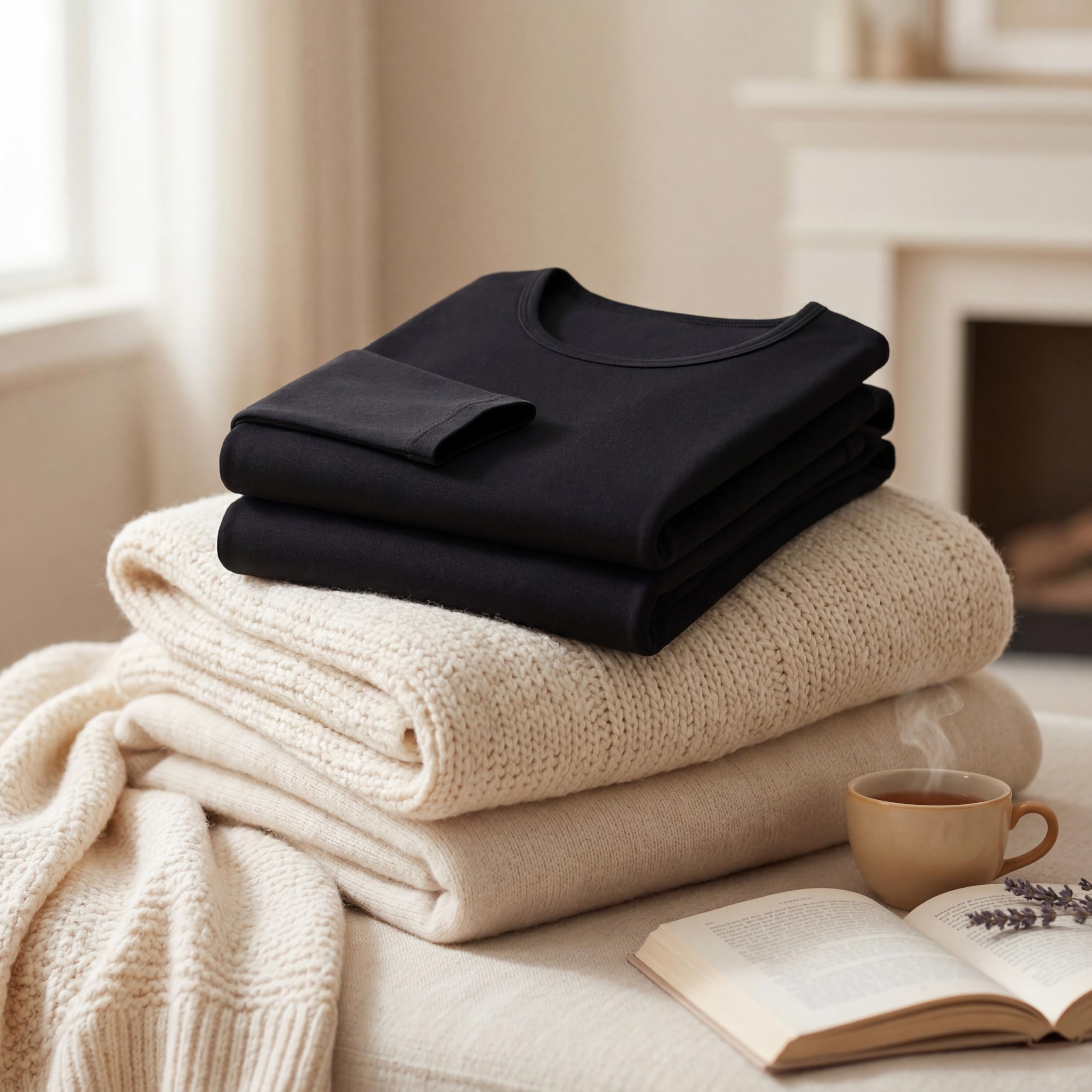 Conjunto de Ropa Interior térmica ultrasuave, Agradable para la Piel, Tejido Modal Lenzing de los años 80, antipilling, Capa Base térmica para Invierno.