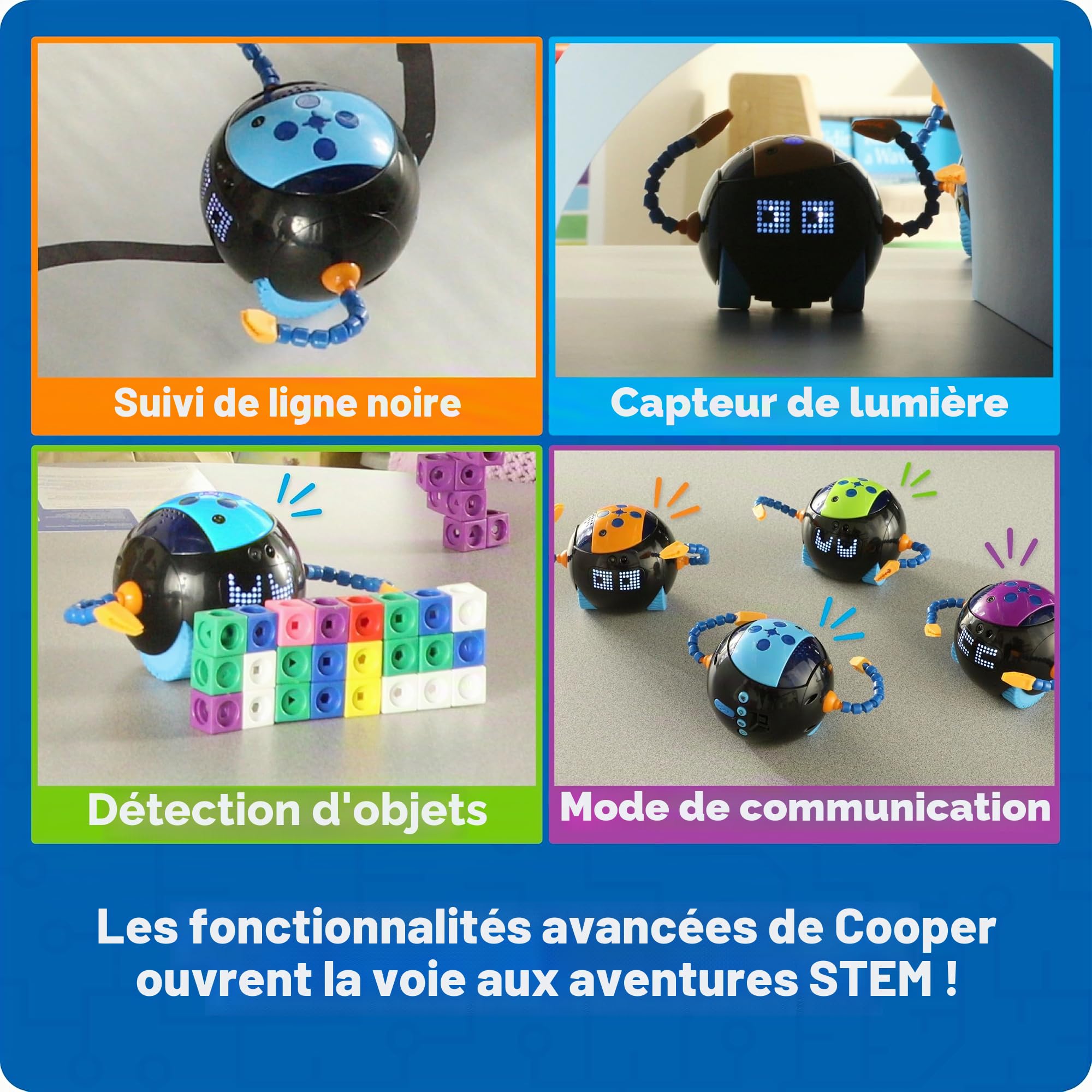 Learning Resources Cooper Robot Codage Enfants – STEM sans Écran – Programmable et Rechargeable – Interactif – 5 Ans+ – Usage Scolaire et Maison