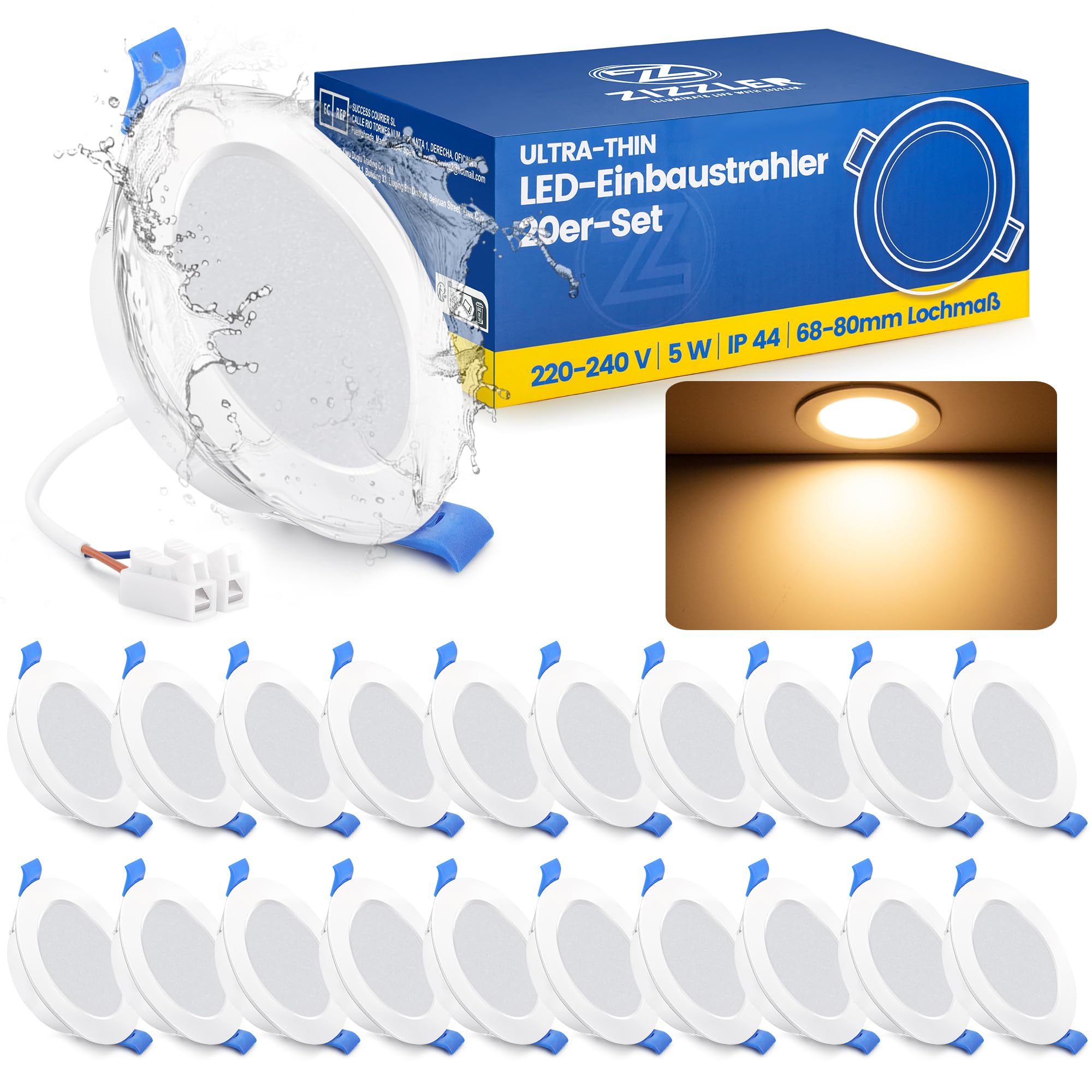 YindaLux 12x LED inbouwspots 230V dimbaar zwenkbaar LED spots 5W IP44 plafondspots 3000K/4000K/6000K inbouwspot 120° stralingshoek voor
