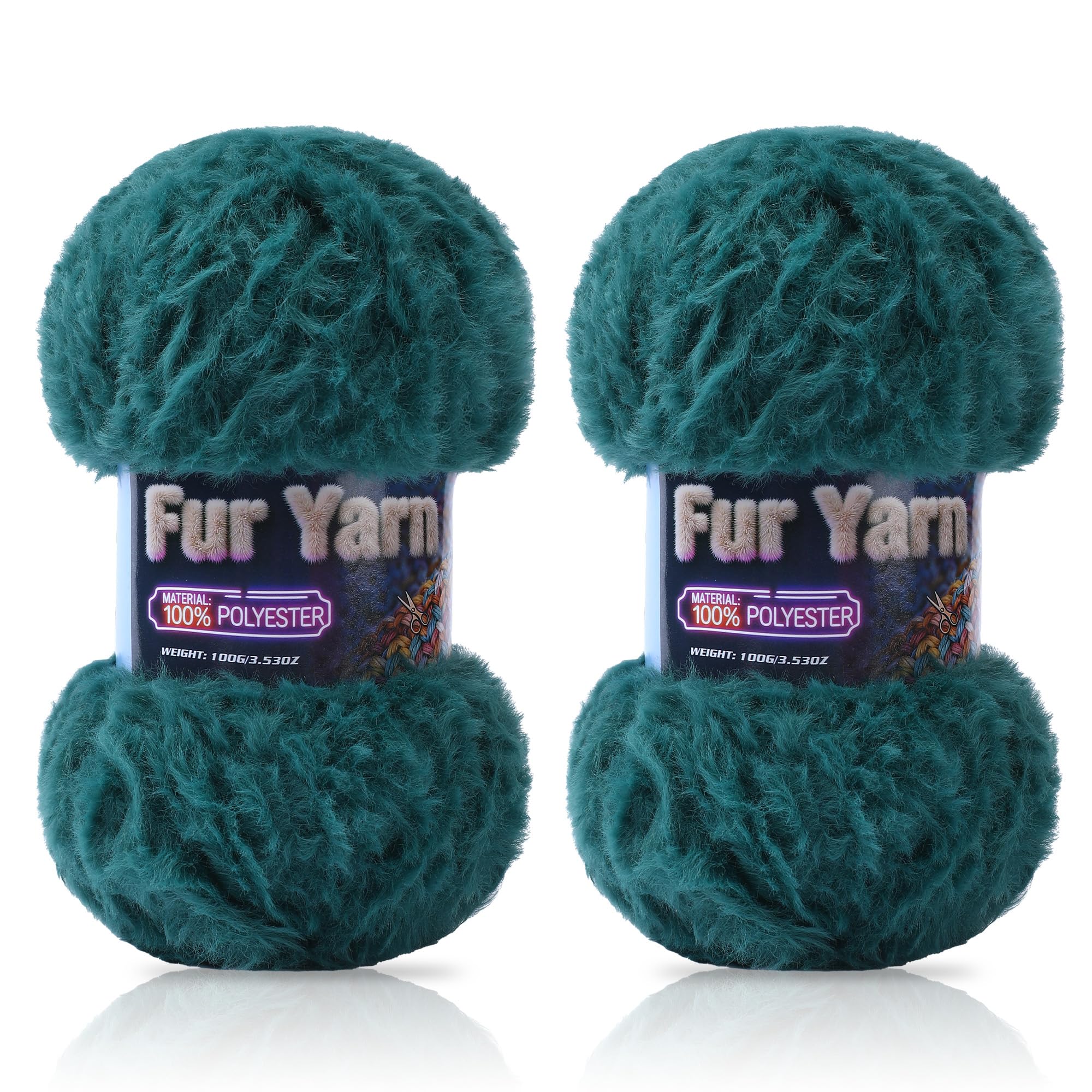 Faux Fur Yarn Soft Fluffy for Crocheting - 2 Skeins(Each 3.5oz/100g, 71yd/65m) - Chunky & Fluffy Yarn for Crochet Amigurumi, Blankets, Hand Knitting, Scarves &Crafts (2, Beige) — view 21